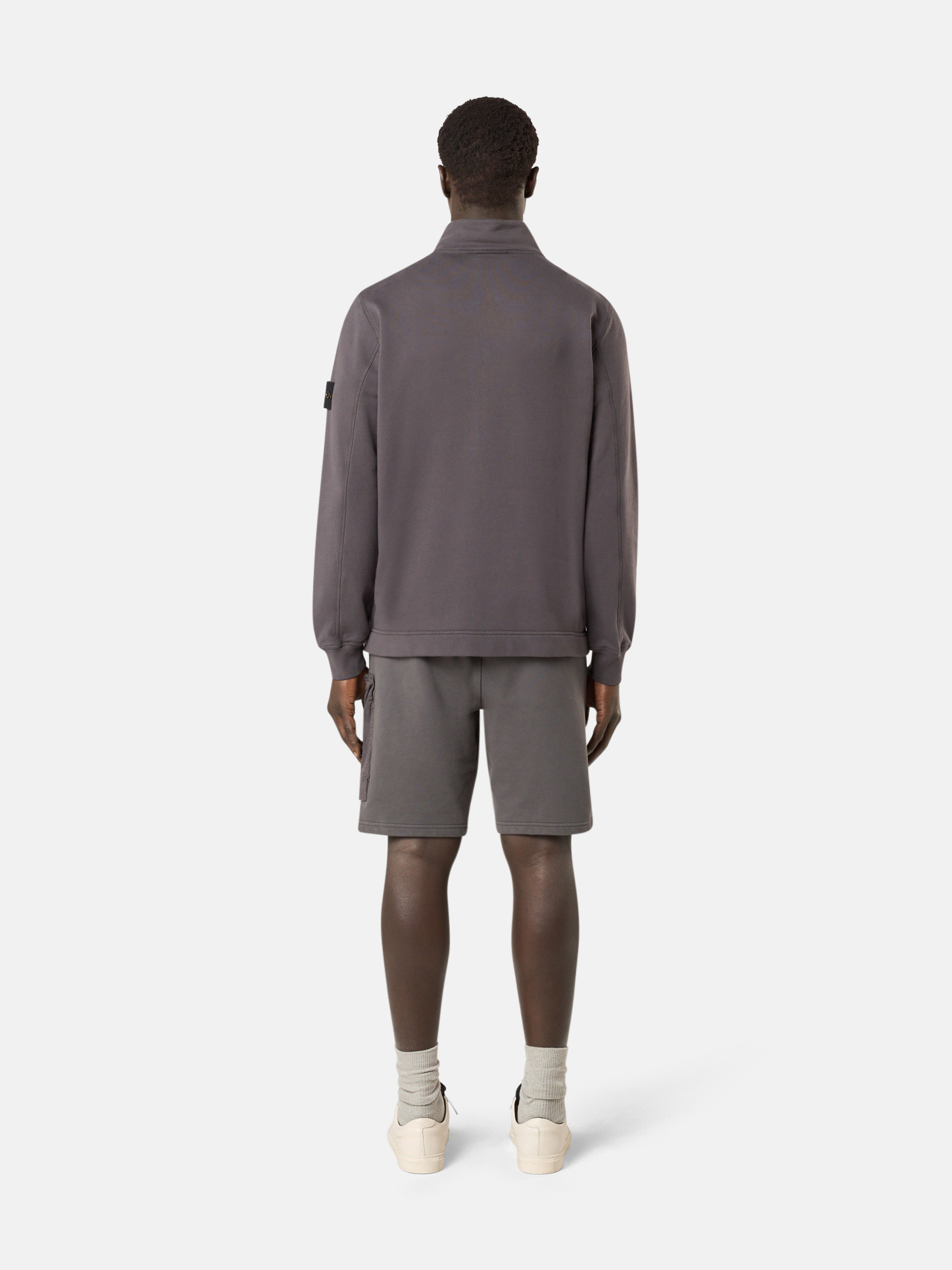 Charcoal Grey 6100027 COTTON FLEECE Half-zip sweatshirt with