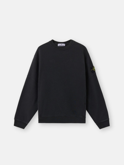 STONE ｜ (OLD Effect Cotton Diagonal Fleece Sweat Black 6100032 ORGANIC COTTON DIAGONAL FLEECE 'OLD' EFFECT