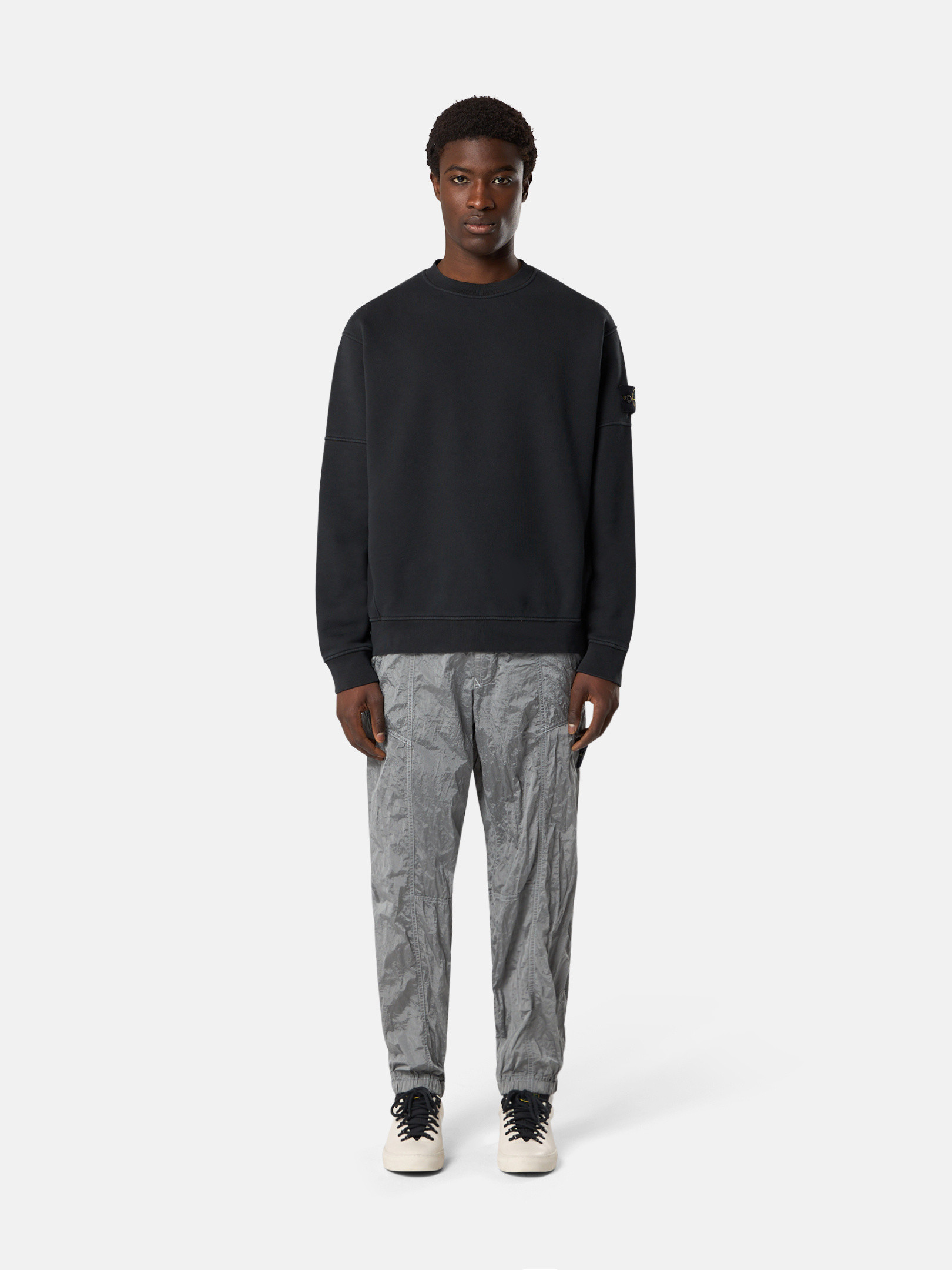 Black 6100032 ORGANIC COTTON DIAGONAL FLEECE 'OLD' EFFECT