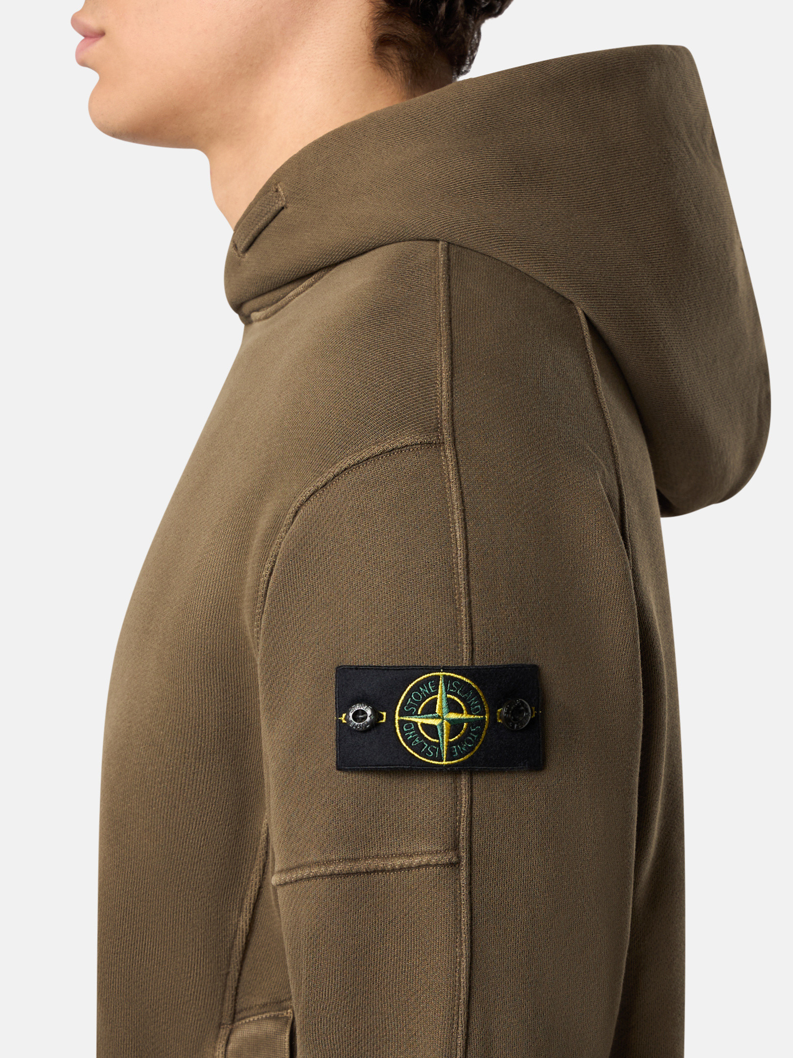 ★STONE ★Cotton Diagonal Fleece Hooded Sweat Shirt Stone Island - BLACK DIAGONAL FLEECE 'OLD' EFFECT ZIPPED