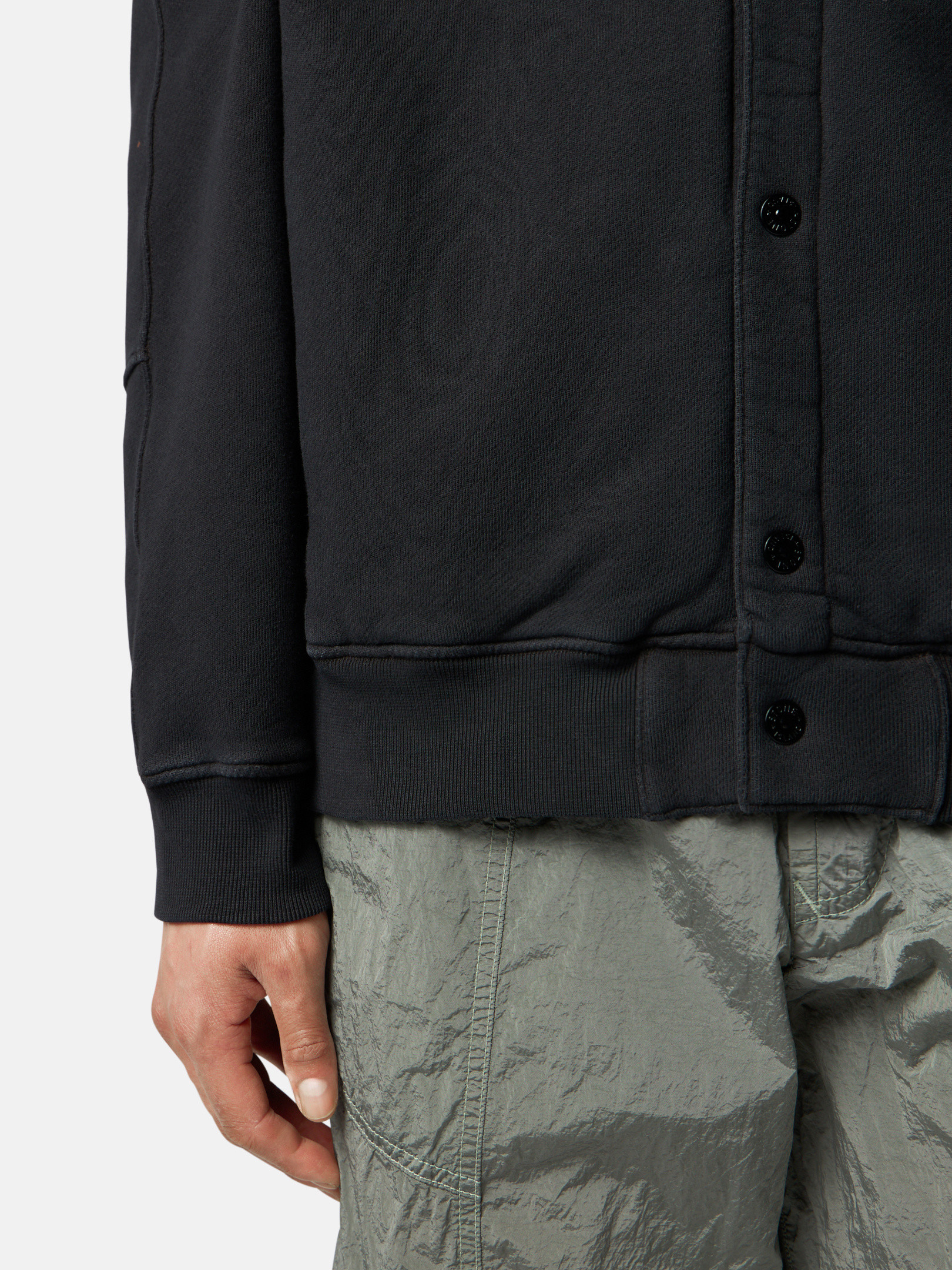 Black 6100034 ORGANIC COTTON DIAGONAL FLEECE 'OLD' EFFECT