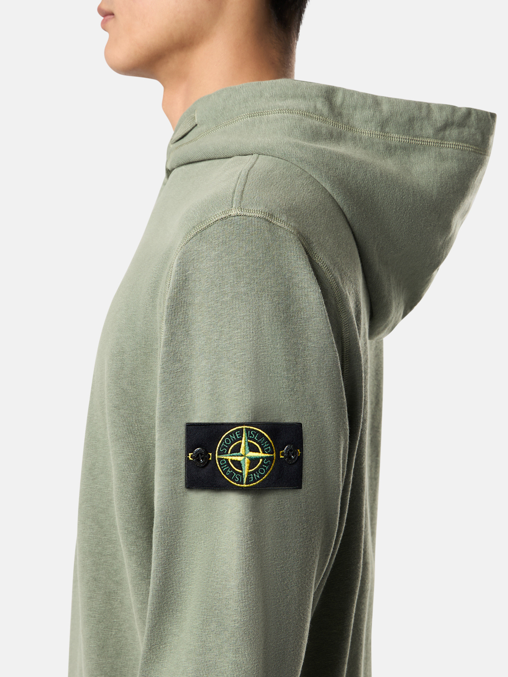 Musk Green Hooded sweatshirt with slub effect 6100037