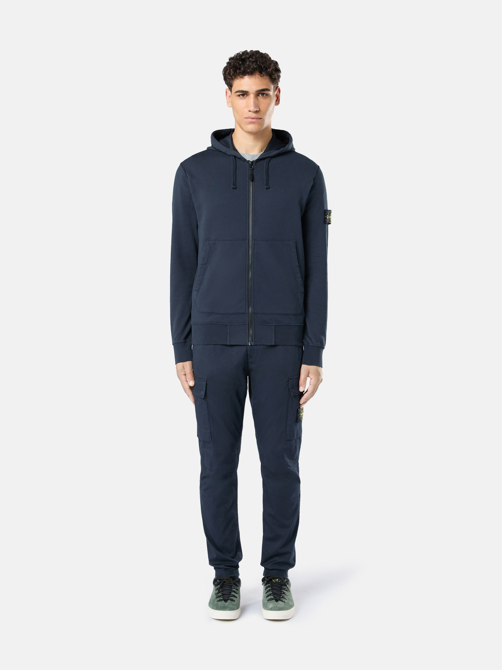 Navy Blue 6100042 ORGANIC COTTON FLEECE Hooded sweatshirt