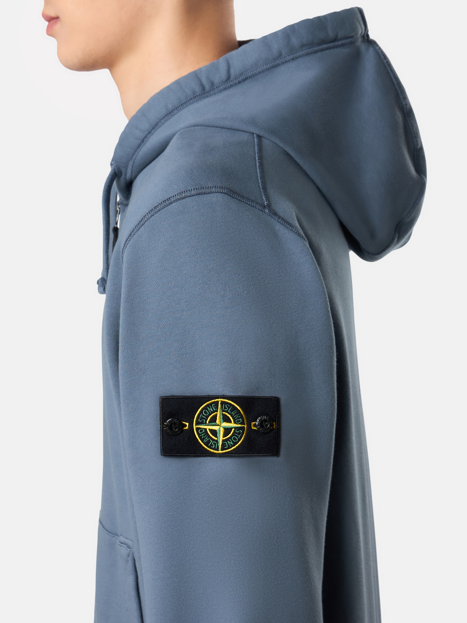 パーカー・フーディ STONE  Men Hoodies K1S156100042S0051 V0020 Blue Avio Blue 6100042 ORGANIC COTTON FLEECE Hooded sweatshirt