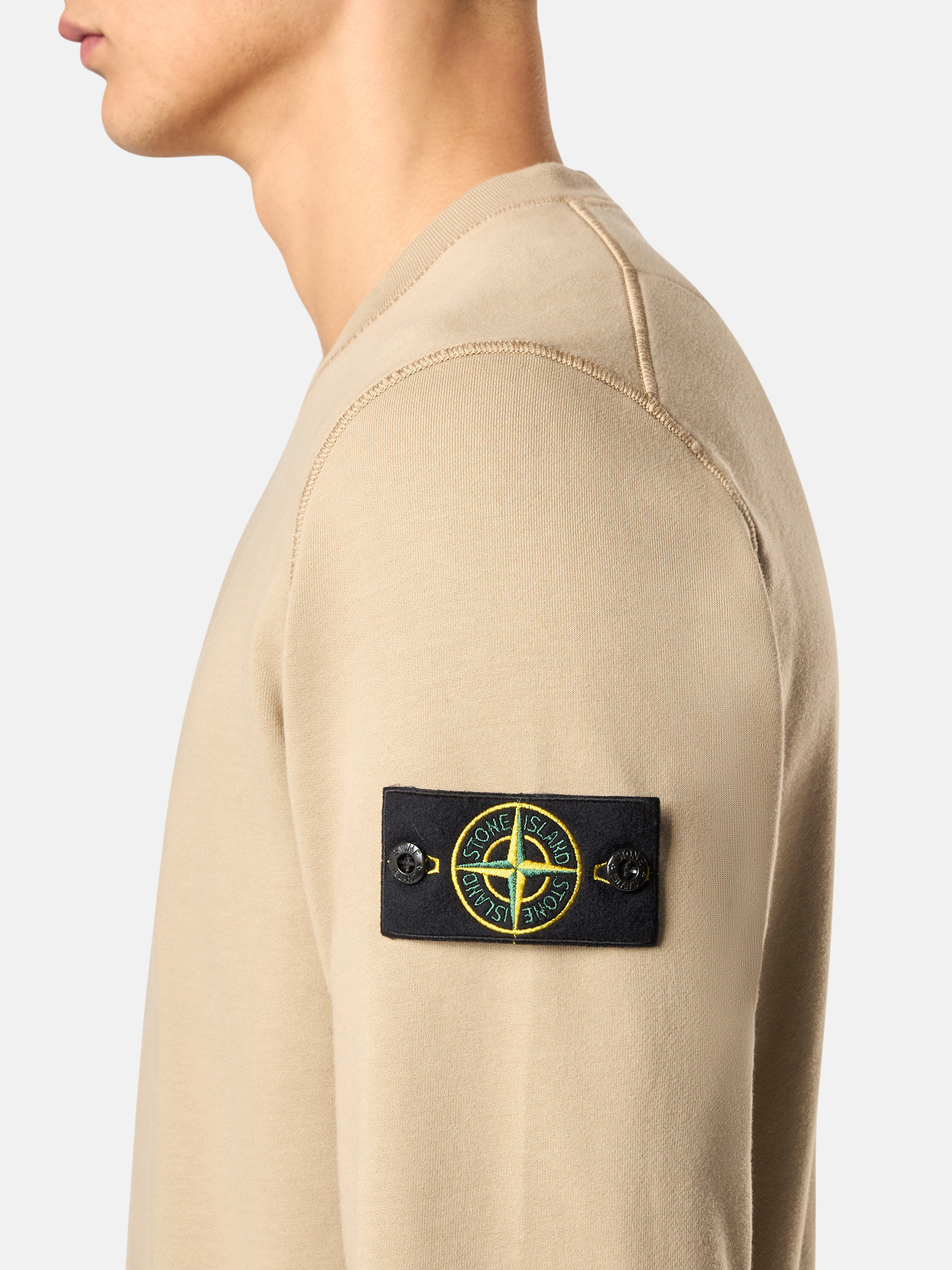 Desert 6100044 ORGANIC COTTON FLEECE Crewneck sweatshirt with ribbed details Stone Island GB