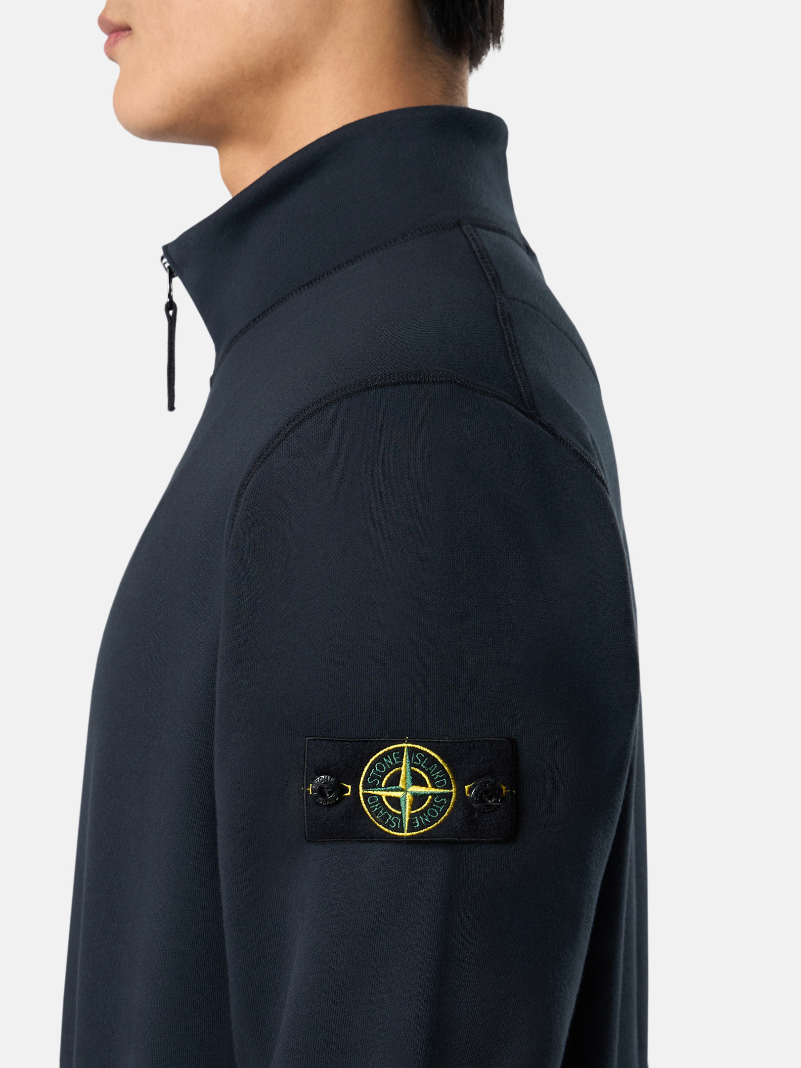 Navy Blue 6100619 ORGANIC COTTON FLEECE Half-zip sweatshirt