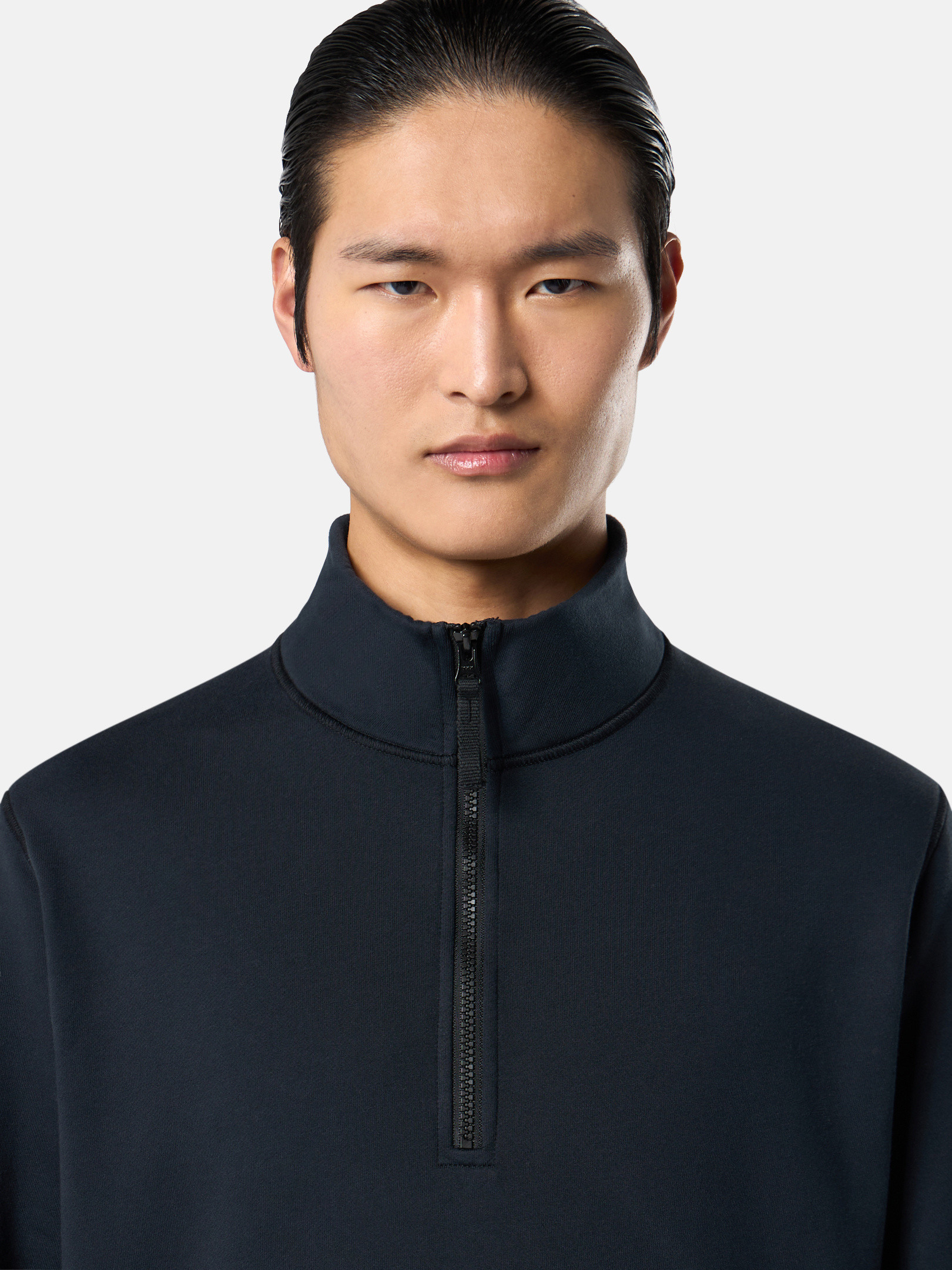 Navy Blue 6100619 ORGANIC COTTON FLEECE Half-zip sweatshirt