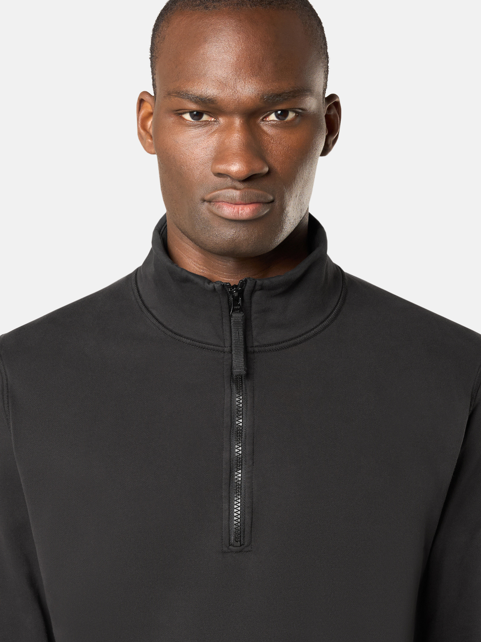 Black 6100619 ORGANIC COTTON FLEECE Half-zipper sweatshirt