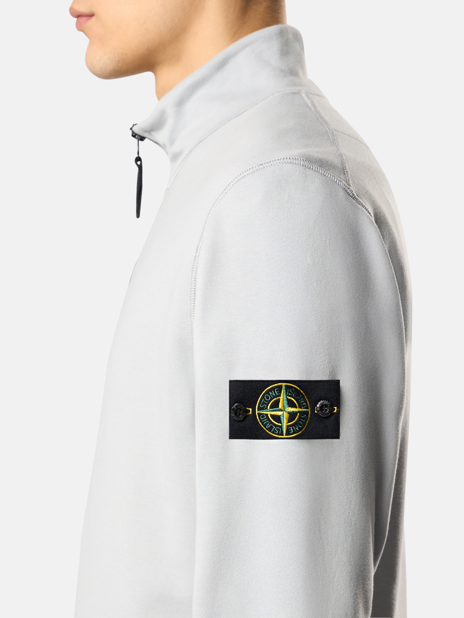 Pearl Grey Half-zip sweatshirt with patch pockets 6100619