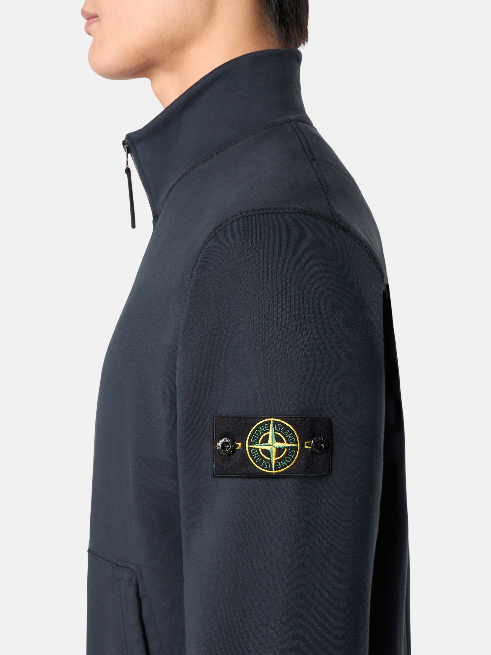Navy Blue Sweatshirt with patch pockets and zipper 6100643
