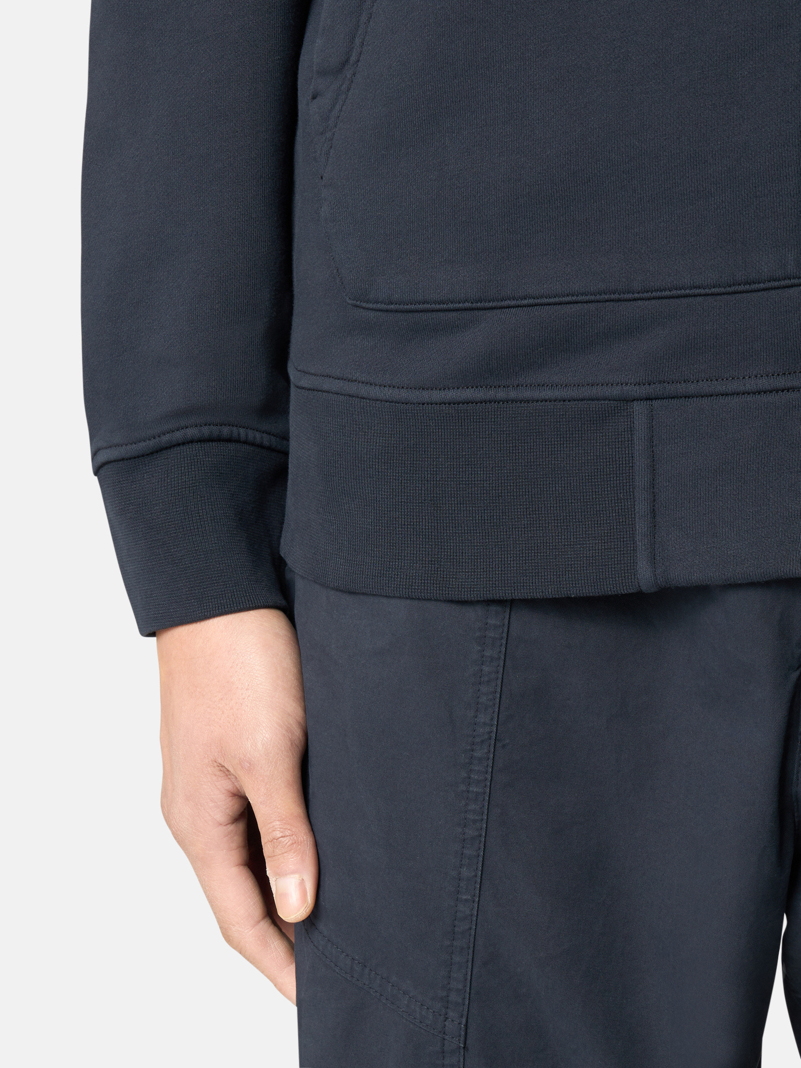 Navy Blue Sweatshirt with patch pockets and zipper 6100643