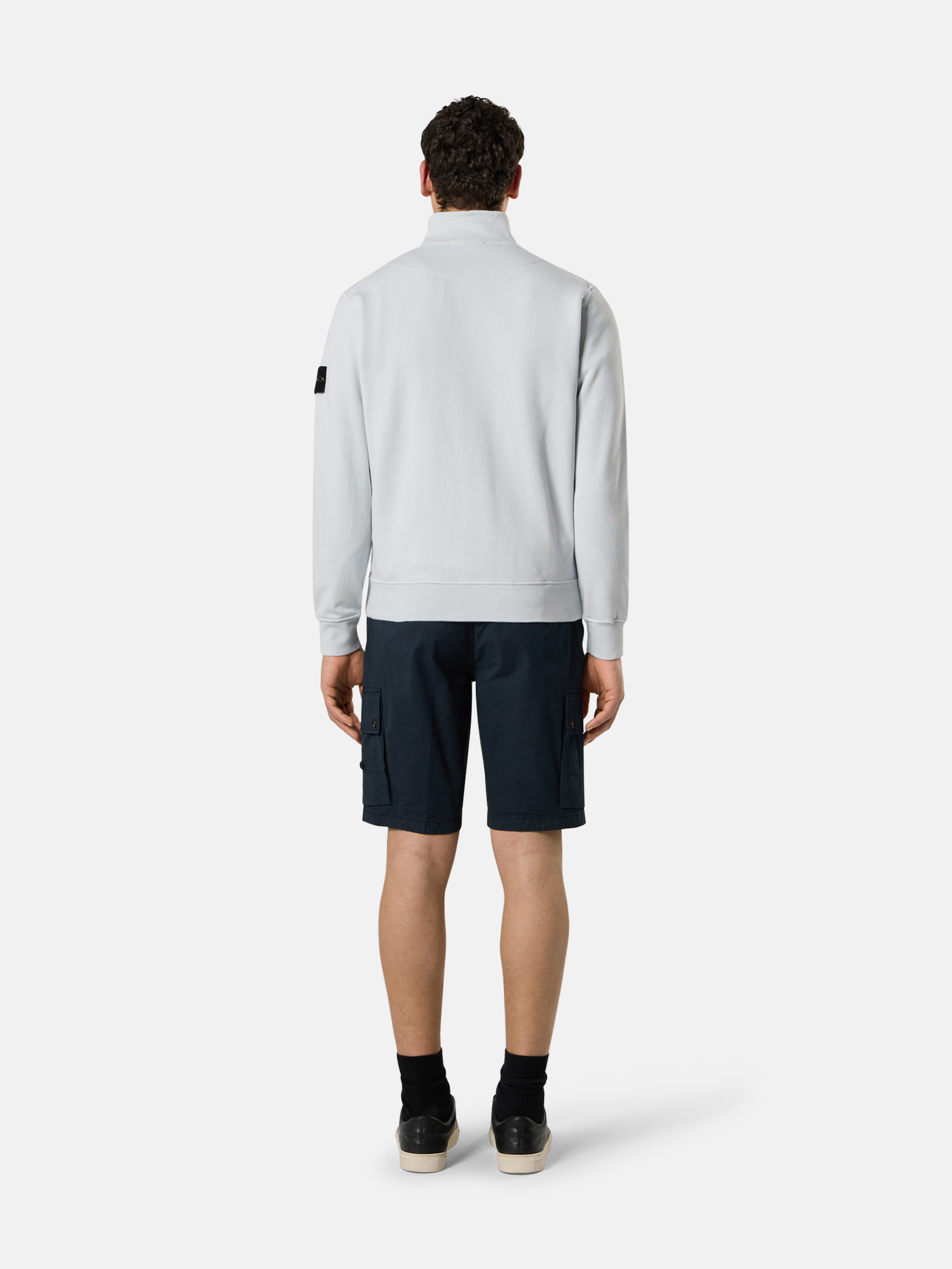 【関税&送料込】Stone  White Cotton Sweatshirt Stone Island Garment Dyed Fleece Sweatshirt White at