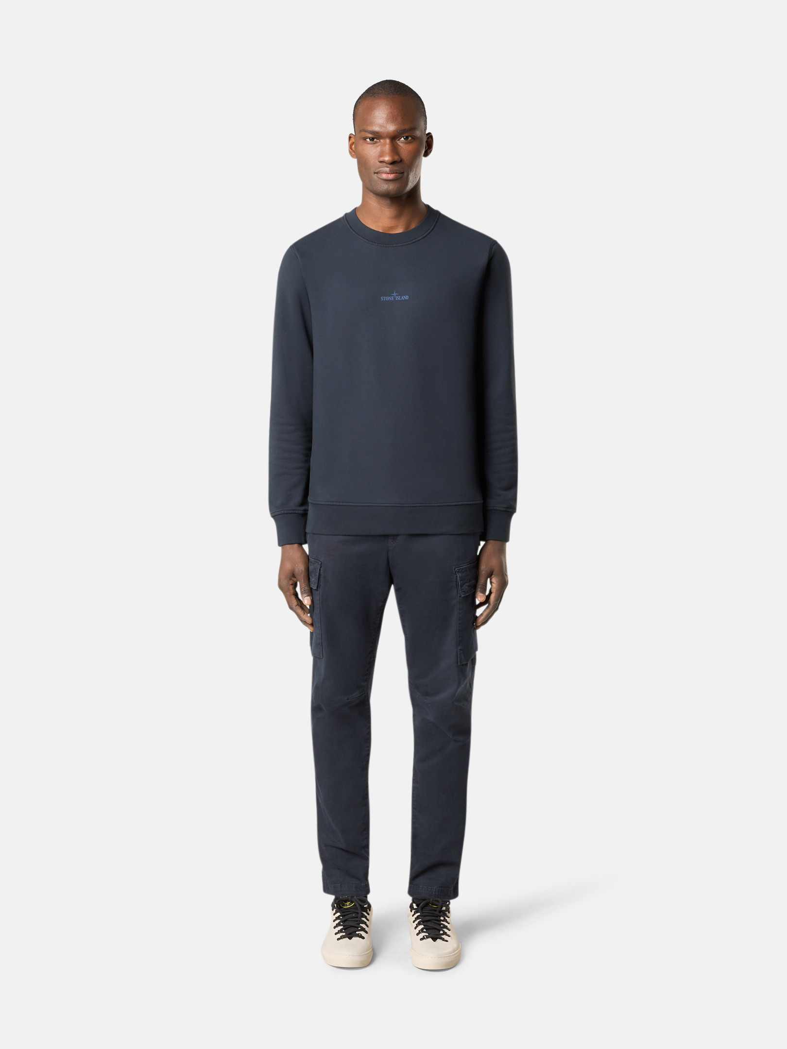 Navy Blue 6100665 COTTON FLEECE Crewneck sweatshirt with