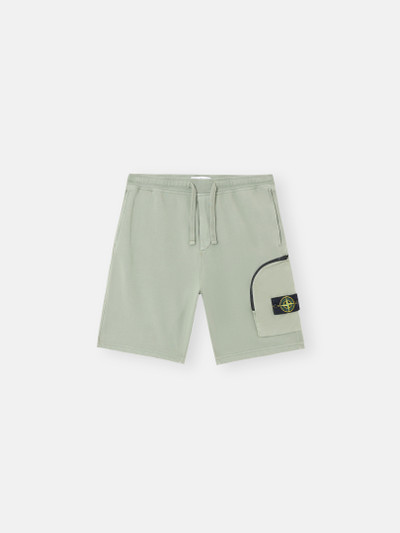 Sage Green 6200002 COTTON FLEECE Cargo bermuda shorts with pockets and ribbing Stone Island GB