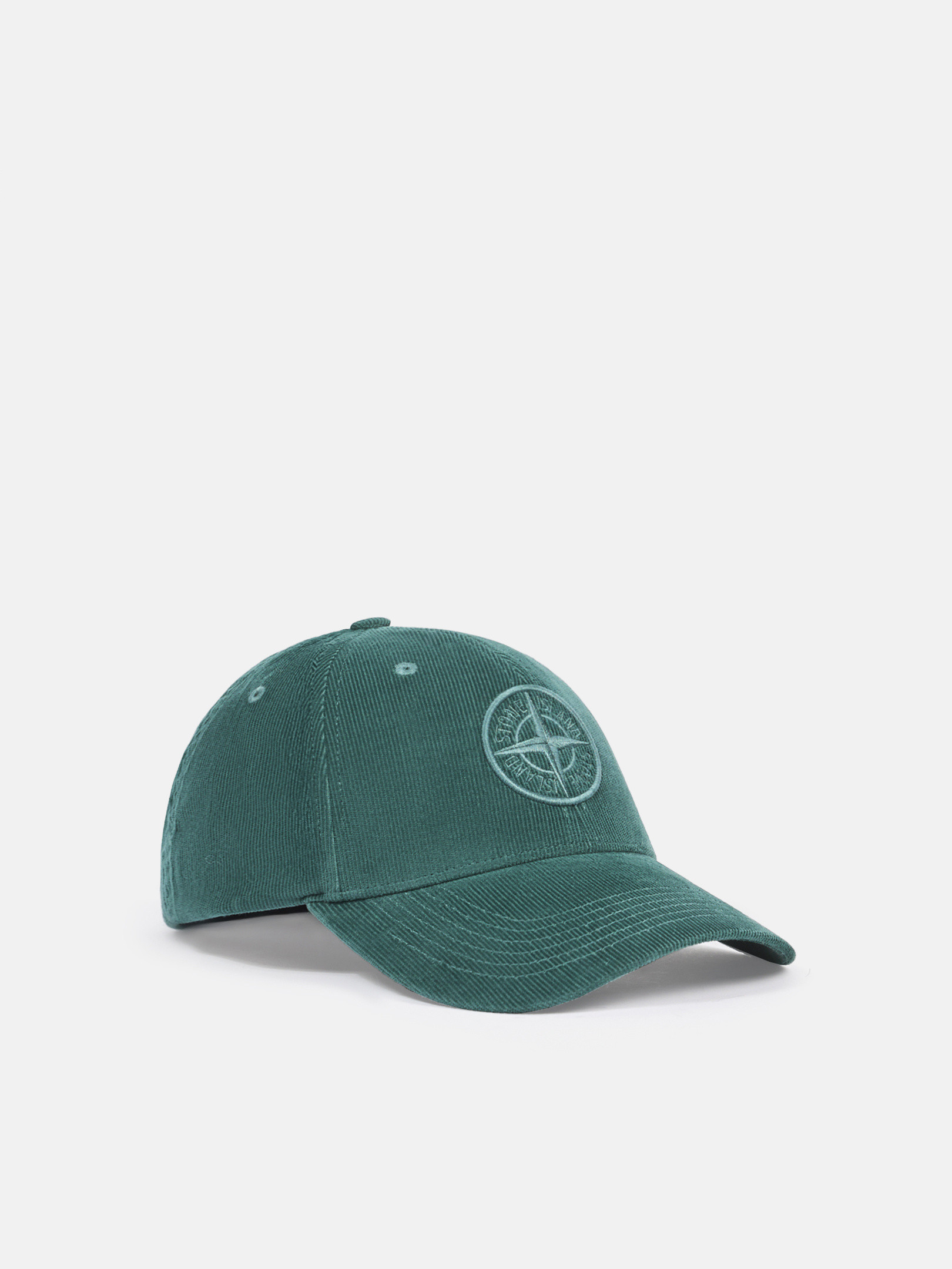 Stone Island Corduroy Baseball Cap In Green