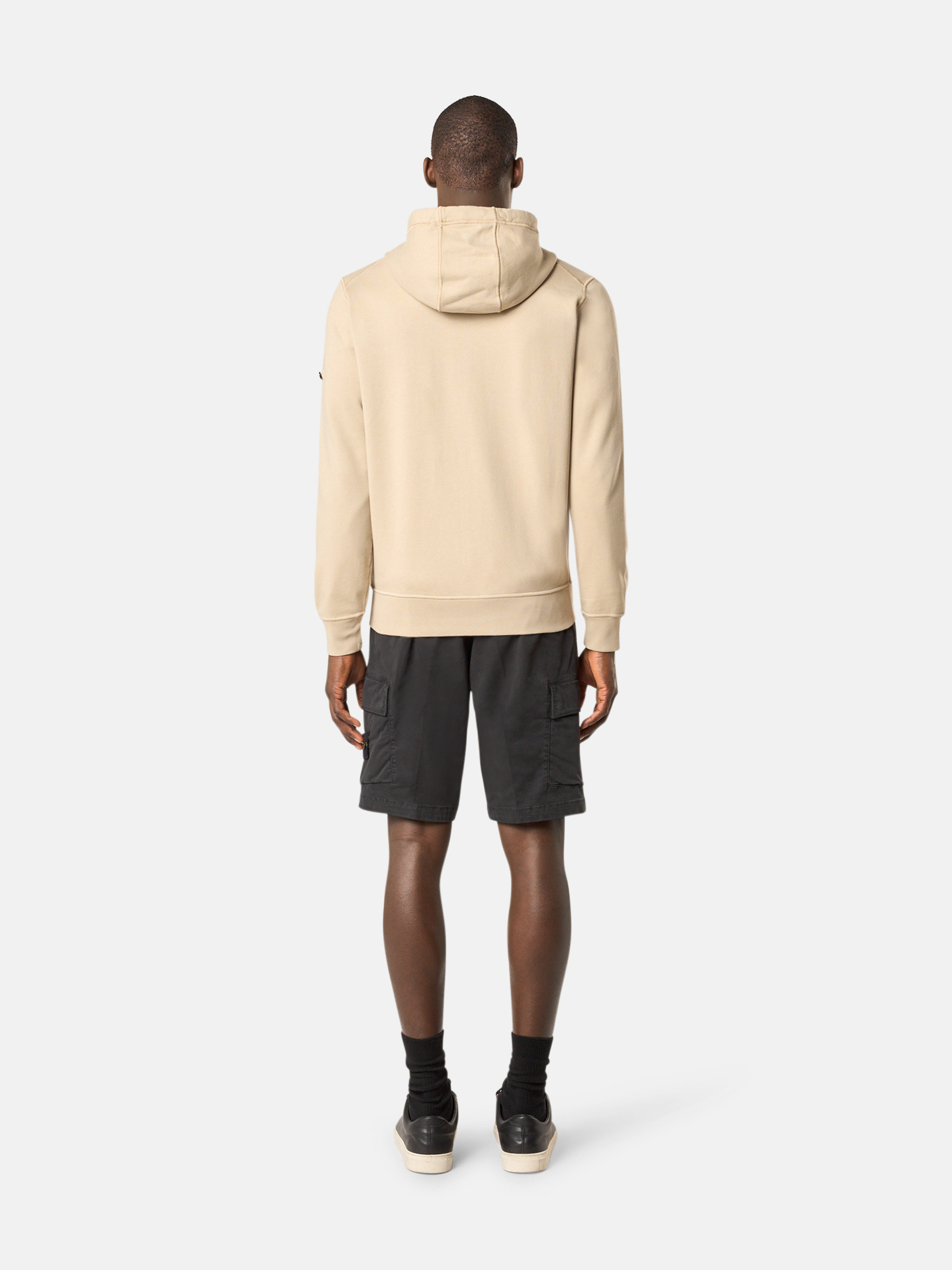 Black Slim-fit cargo Bermuda shorts with zipper pockets