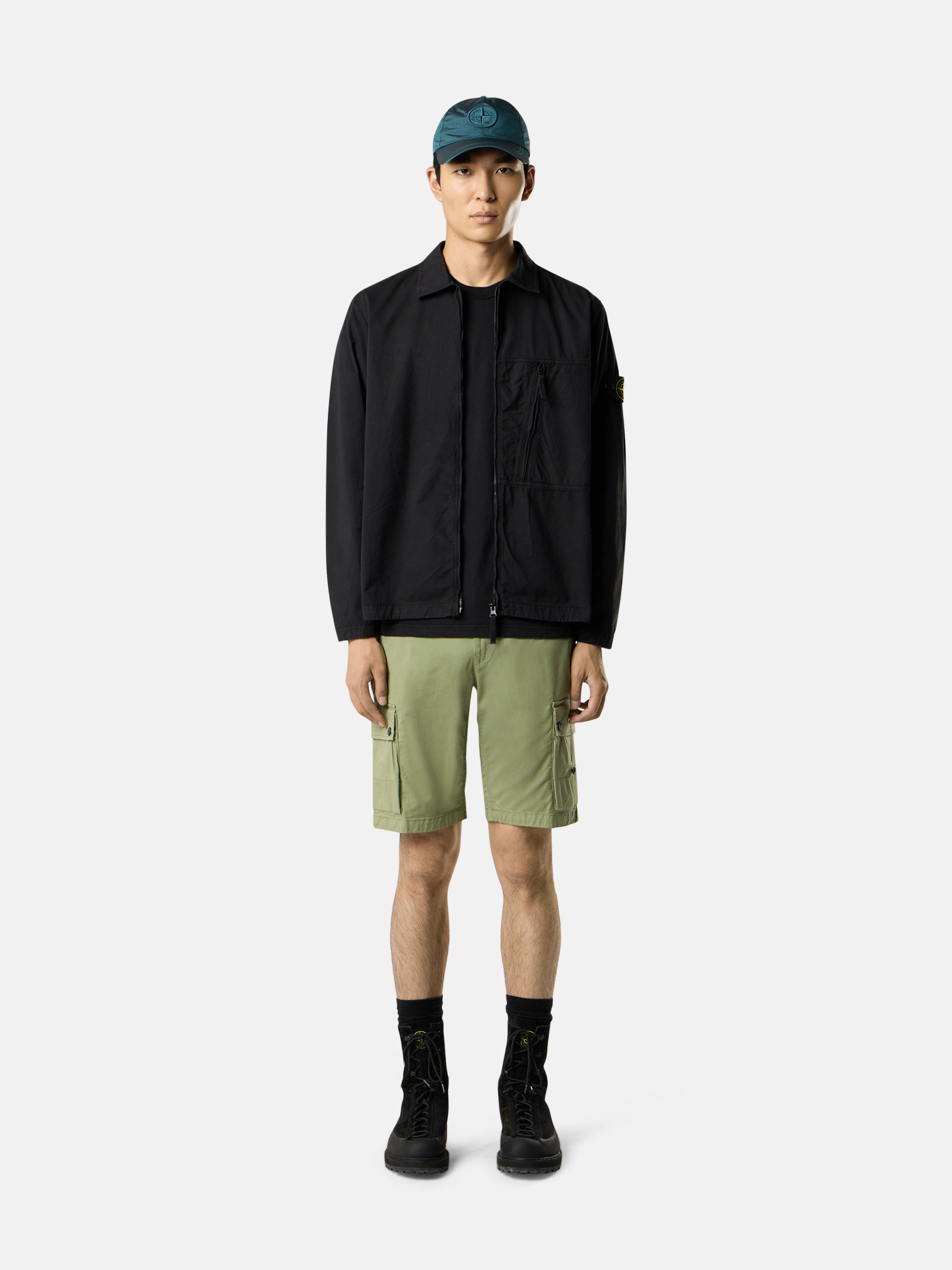 Black Overshirt with diagonal zip chest pocket and two-way