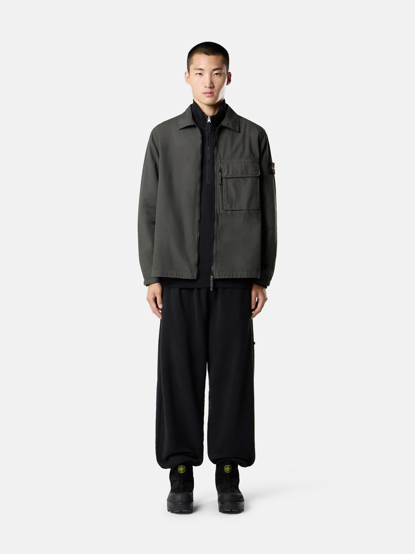 STONE ISLAND グレー シャツジャケット Stone Island ストーンアイランド ガーメントダイ シャツ