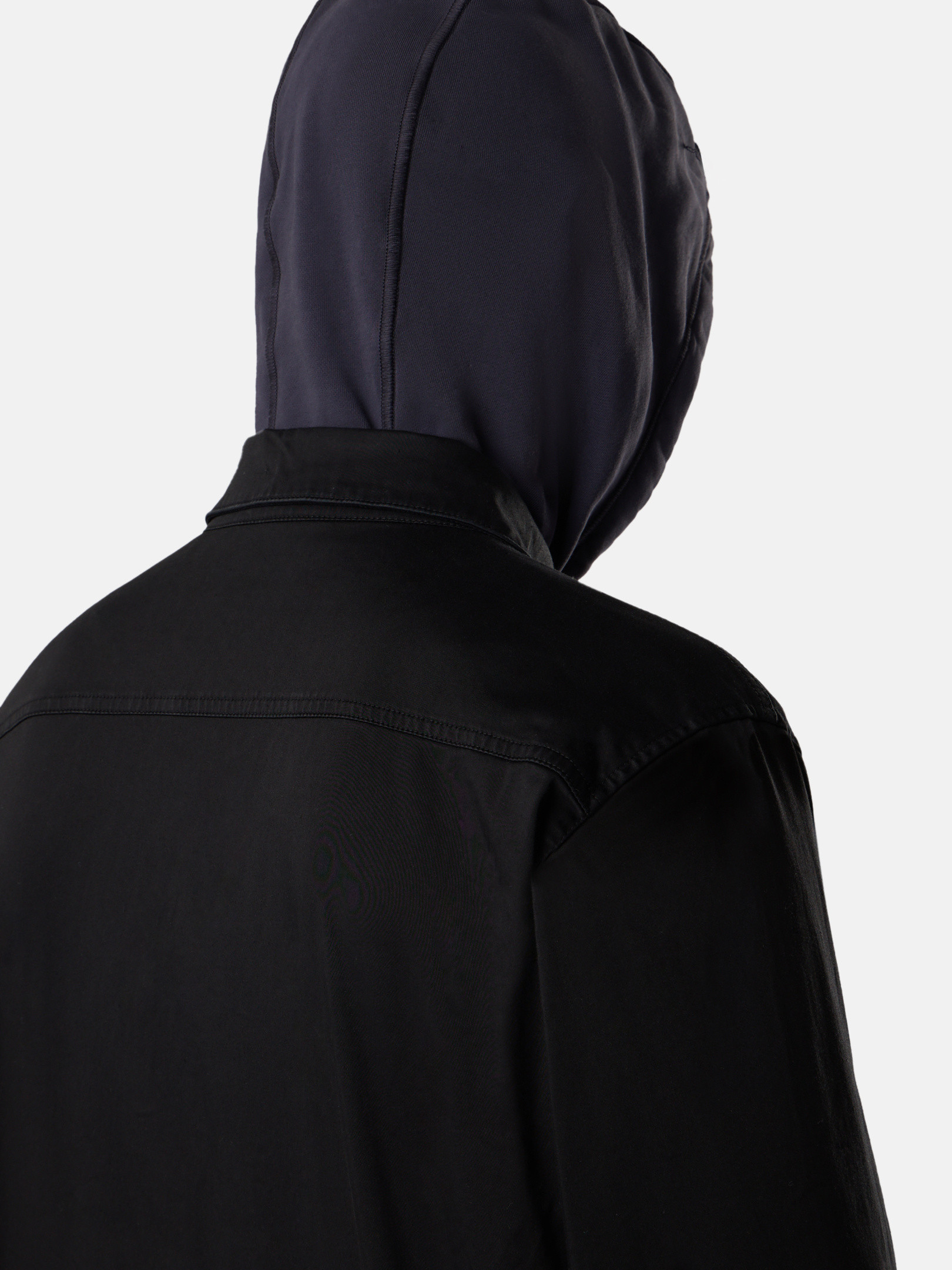 ブラック オーバーシャツ チェストポケット＆2wayファスナー 1200006