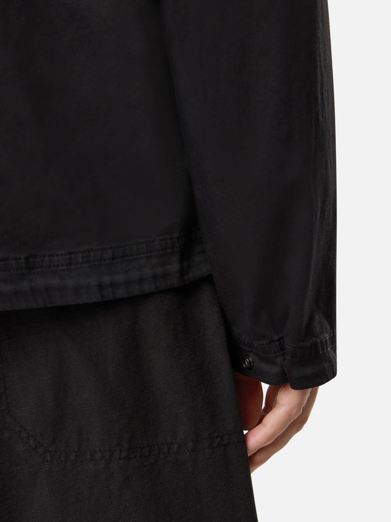 ブラック オーバーシャツ チェストポケット＆2wayファスナー 1200006