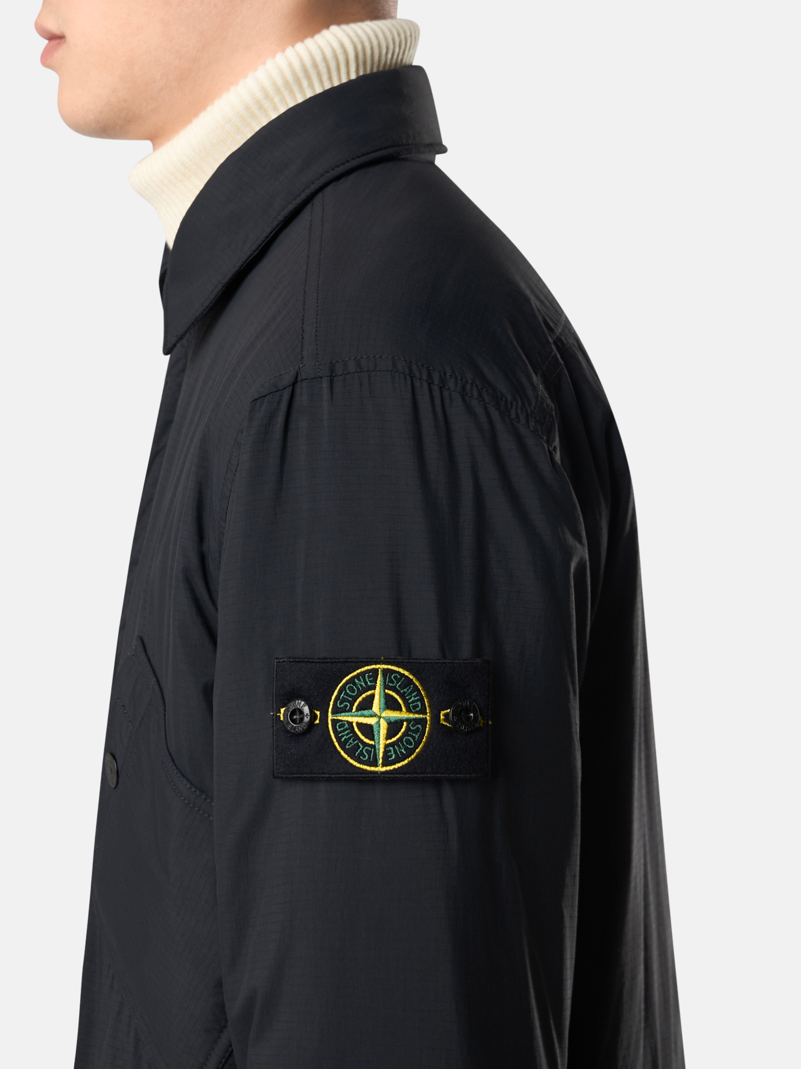 Black Comfort-fit padded overshirt with water-repellent treatment