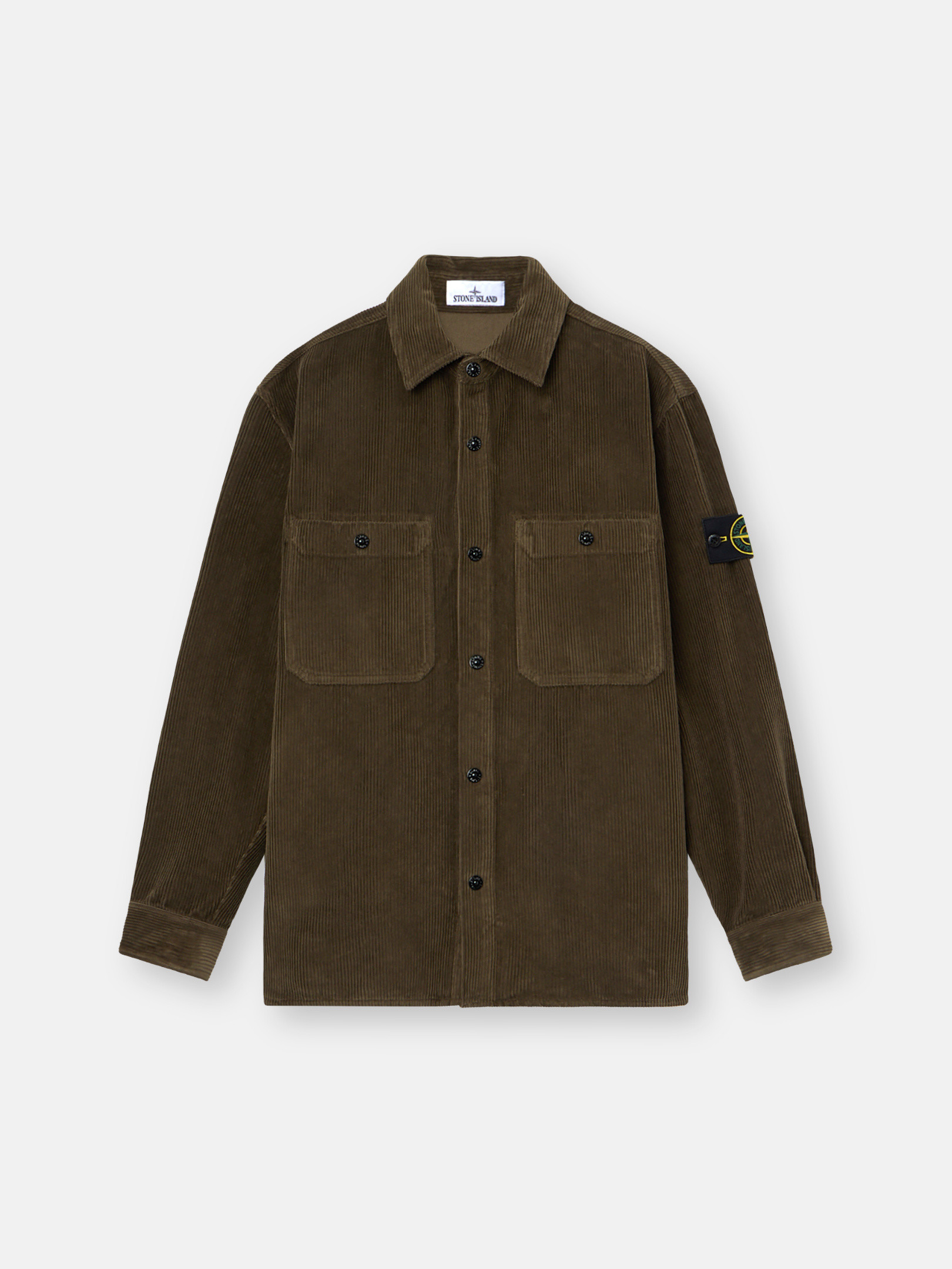 Military Green Comfort-fit overshirt with pockets and snap
