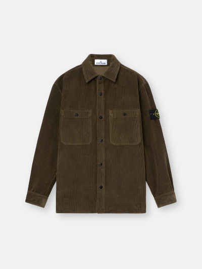 Military Green Comfort-fit overshirt with pockets and snap