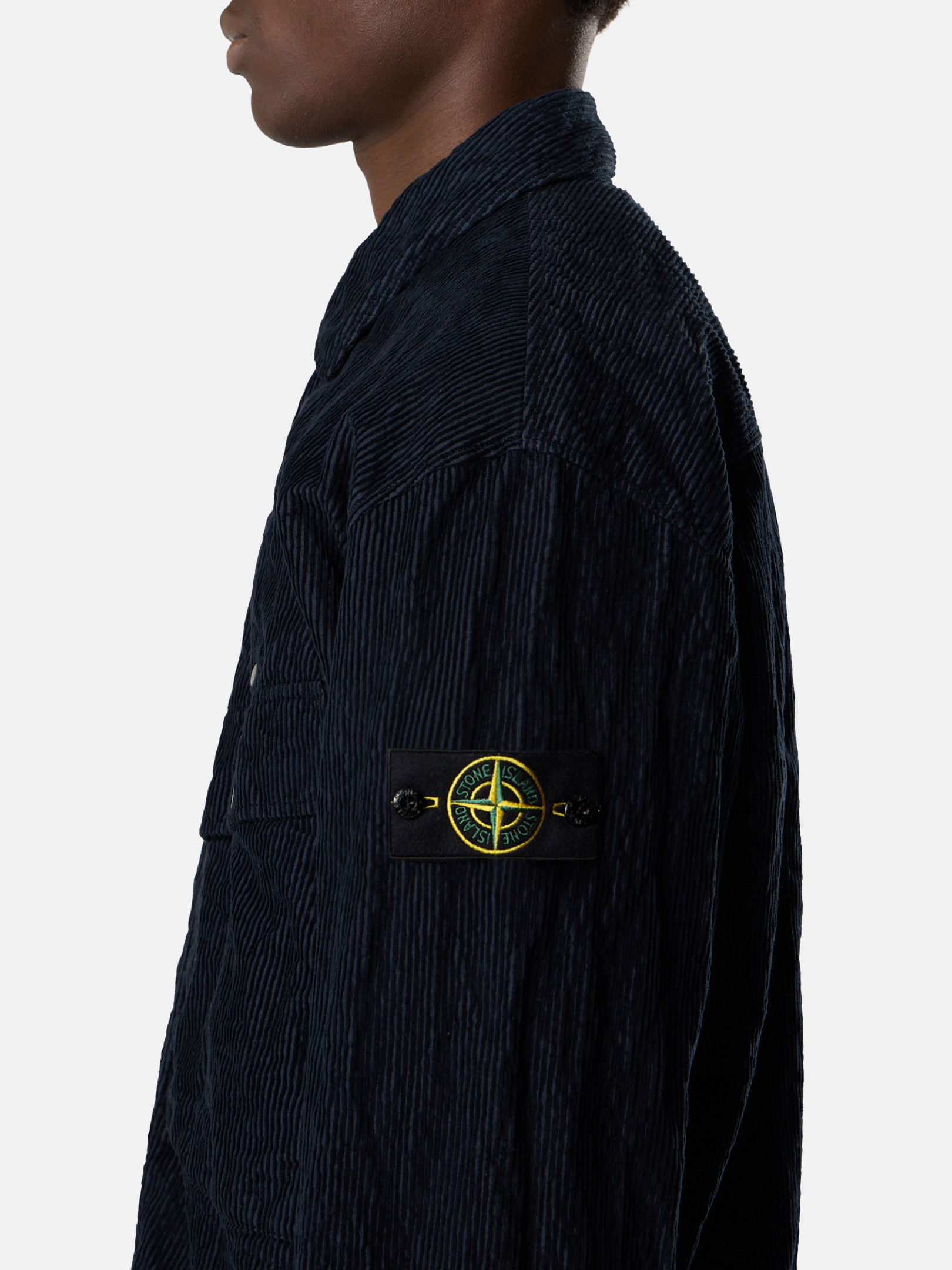 STONE  ブラック Old Treatment シャツジャケット STONE ISLAND - 【ラスト1点】 BRUSHED COTTON CANVAS, GARMENT DYED
