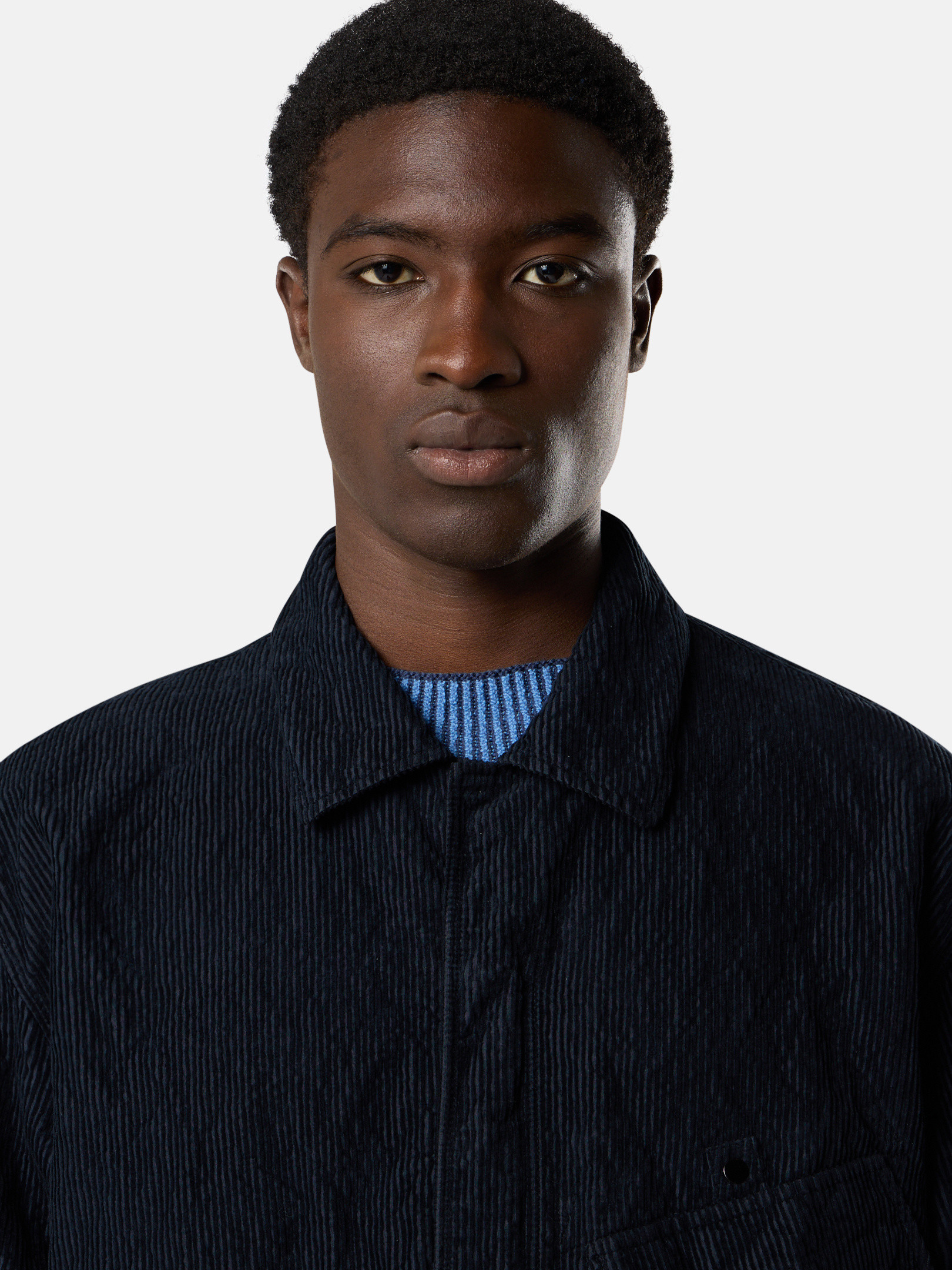 Navy Blue Comfort-fit overshirt with chest pocket and two-way