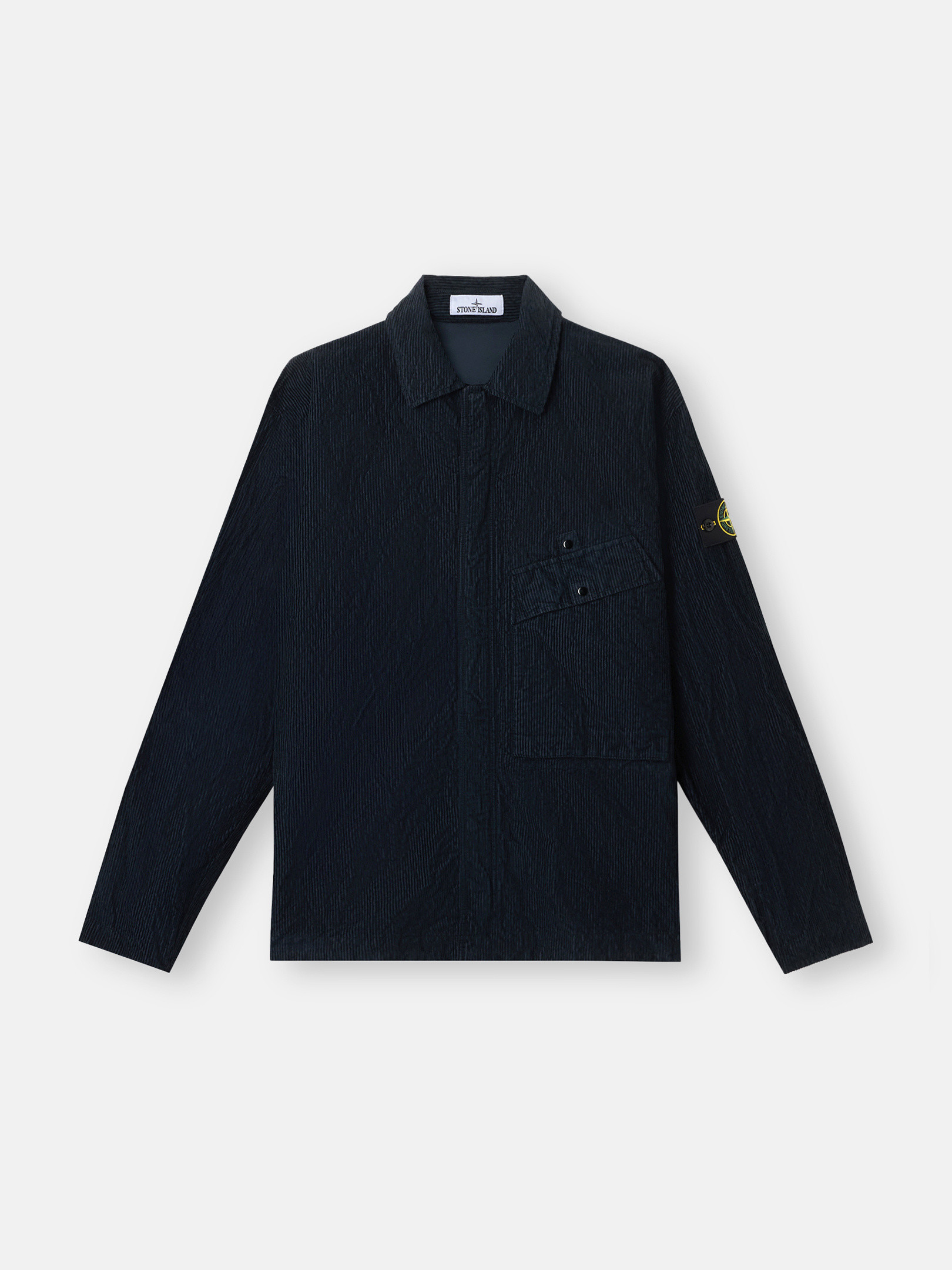 Stone Island Navy 1200020 Wrinkled Corduroy 500-tc Overshirt In Blue