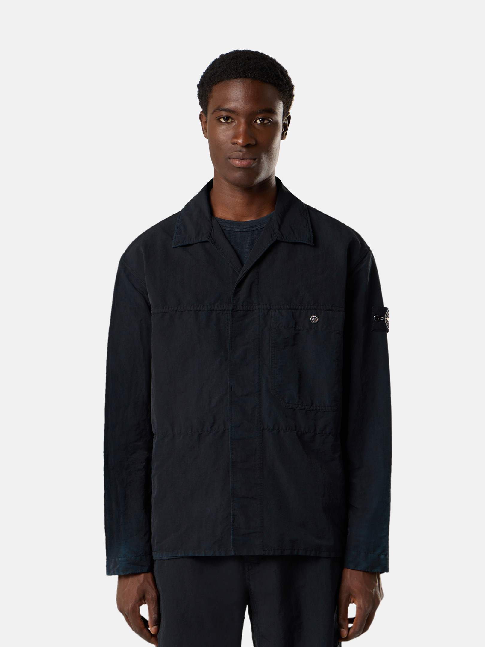 Black Comfort-fit overshirt with abrasion resistance and pockets