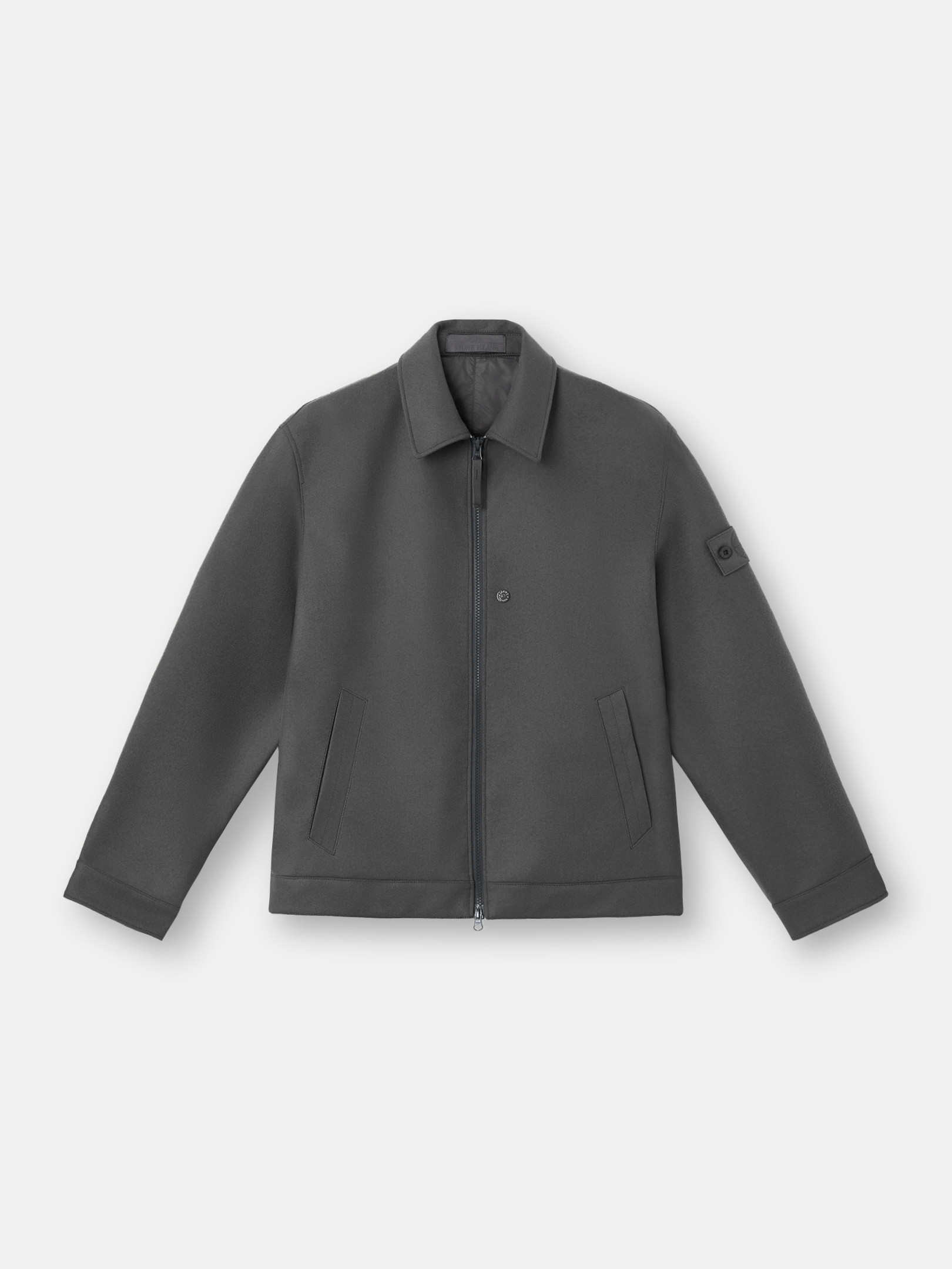【完売品】STONE  シャツ　ジャケット 黒　M ブラック オーバーシャツ ポケット＆2wayファスナー 1200005