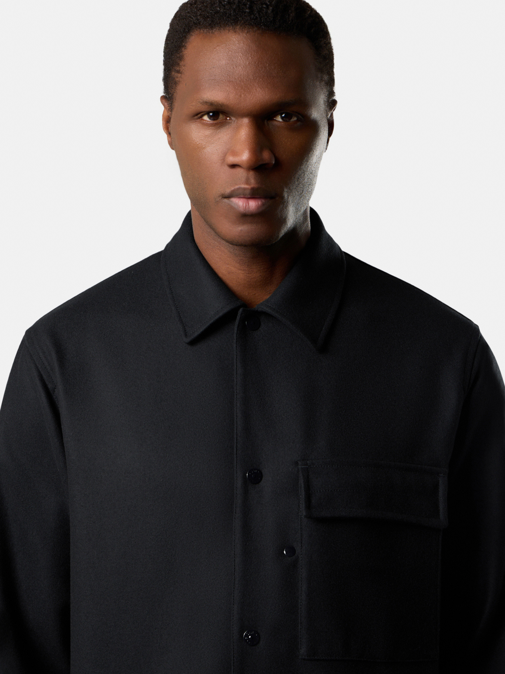 STONE  NYLON ナイロンプルオーバーシャツ 22SS ブラック コンフォートフィット オーバーシャツ チェスト