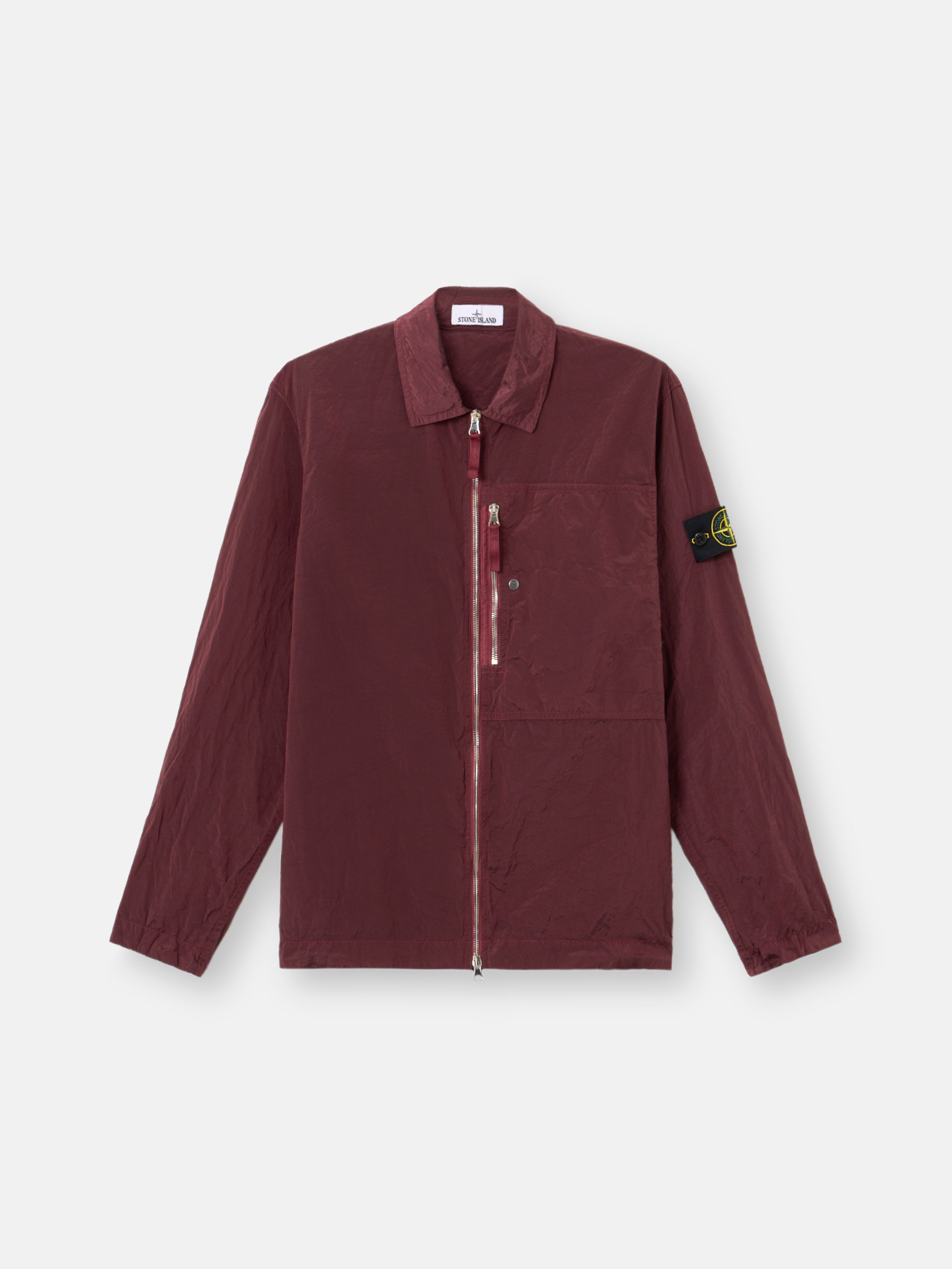 Stone Island Burgundy Overshirt Stone Island Nylon Metal Weft