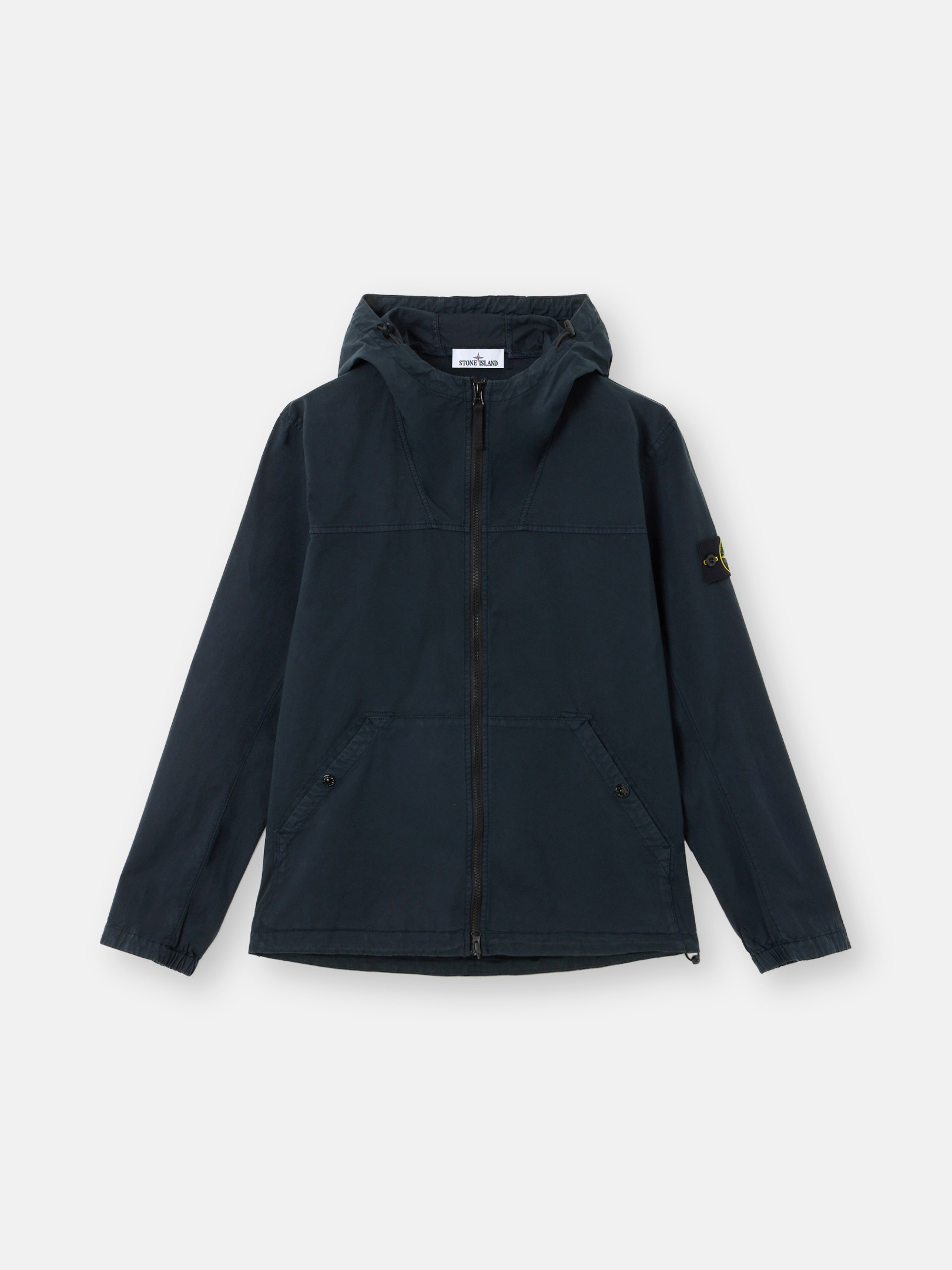 Navy Blue Hooded overshirt with snap pockets and zip 1200032