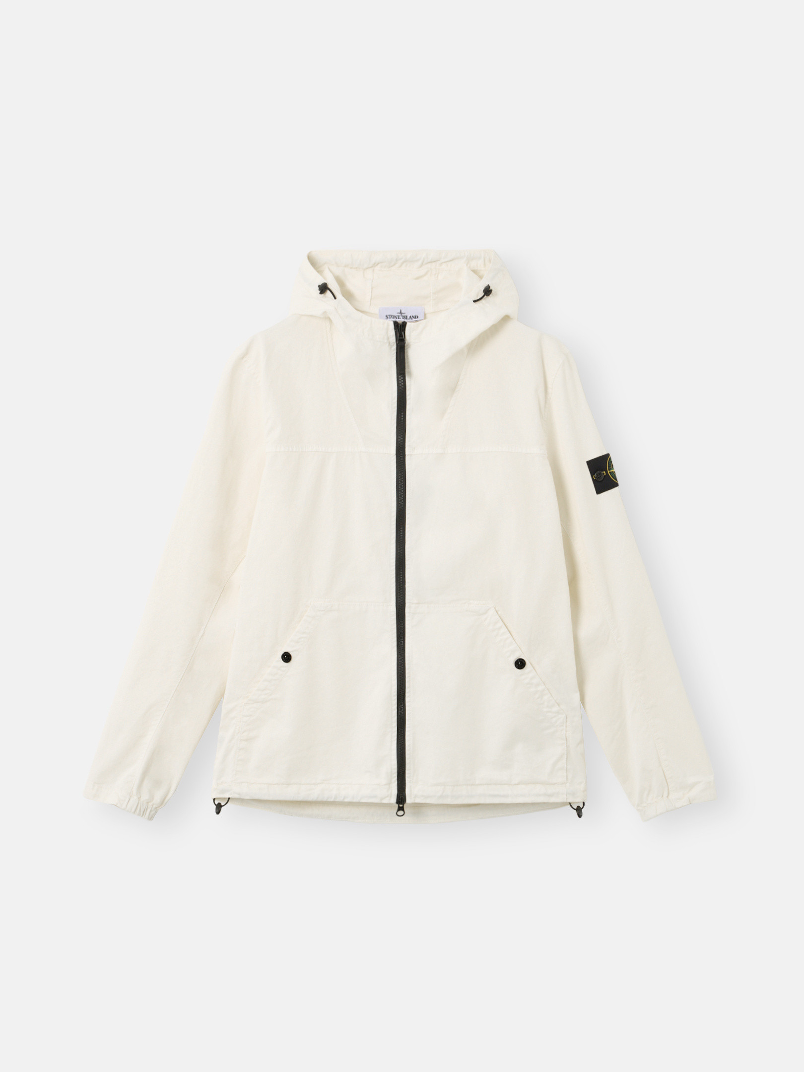 アイボリー フード付きオーバーシャツ スナップボタンポケット