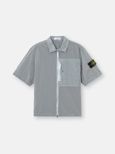 Sky Blue Regular-fit short-sleeve shirt with chest pocket and zip