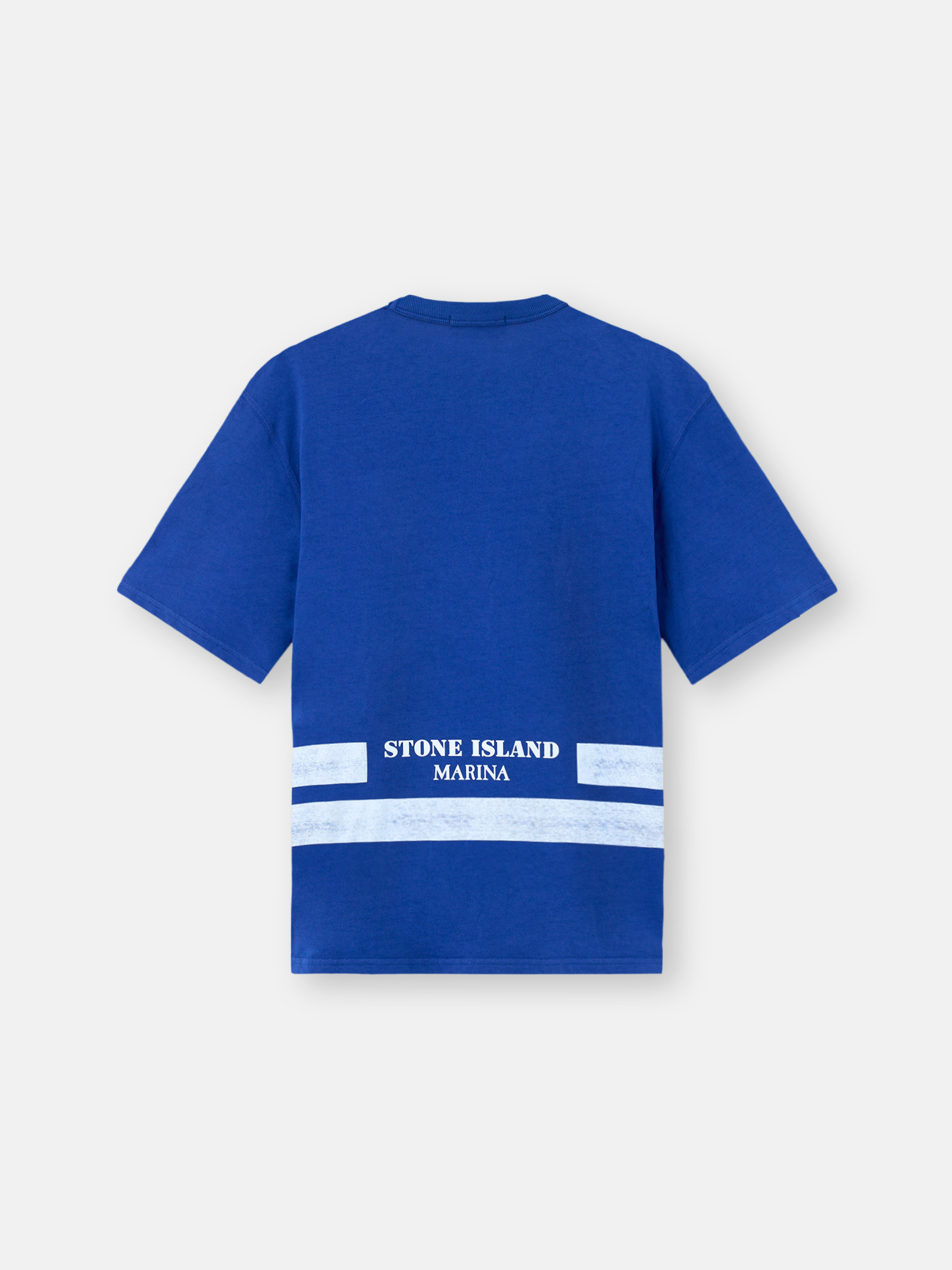 Bright Blue Oversized-fit short-sleeve T-shirt with printed bands