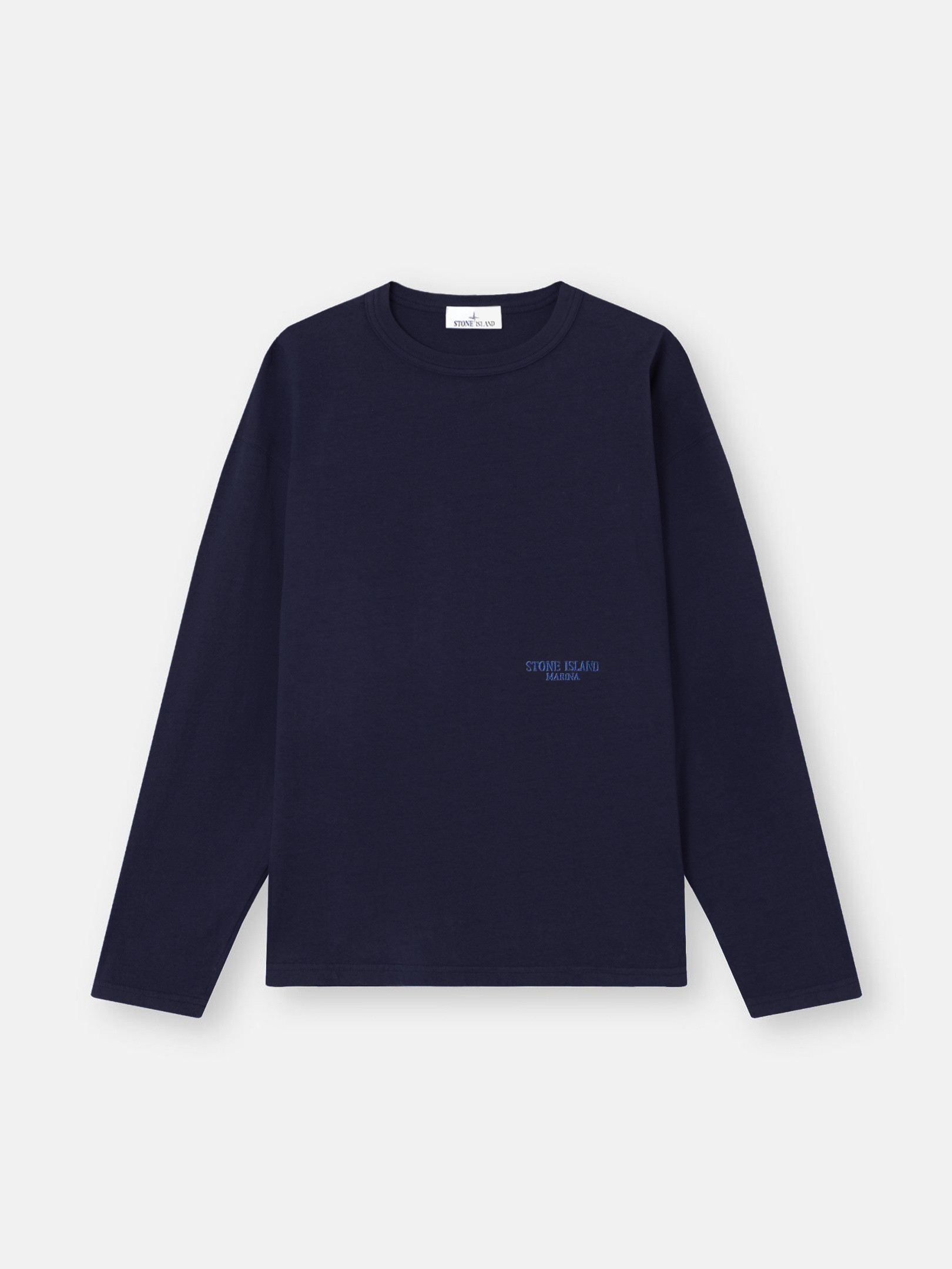Navy Oversized-fit long-sleeve T-shirt with Marina embroidery