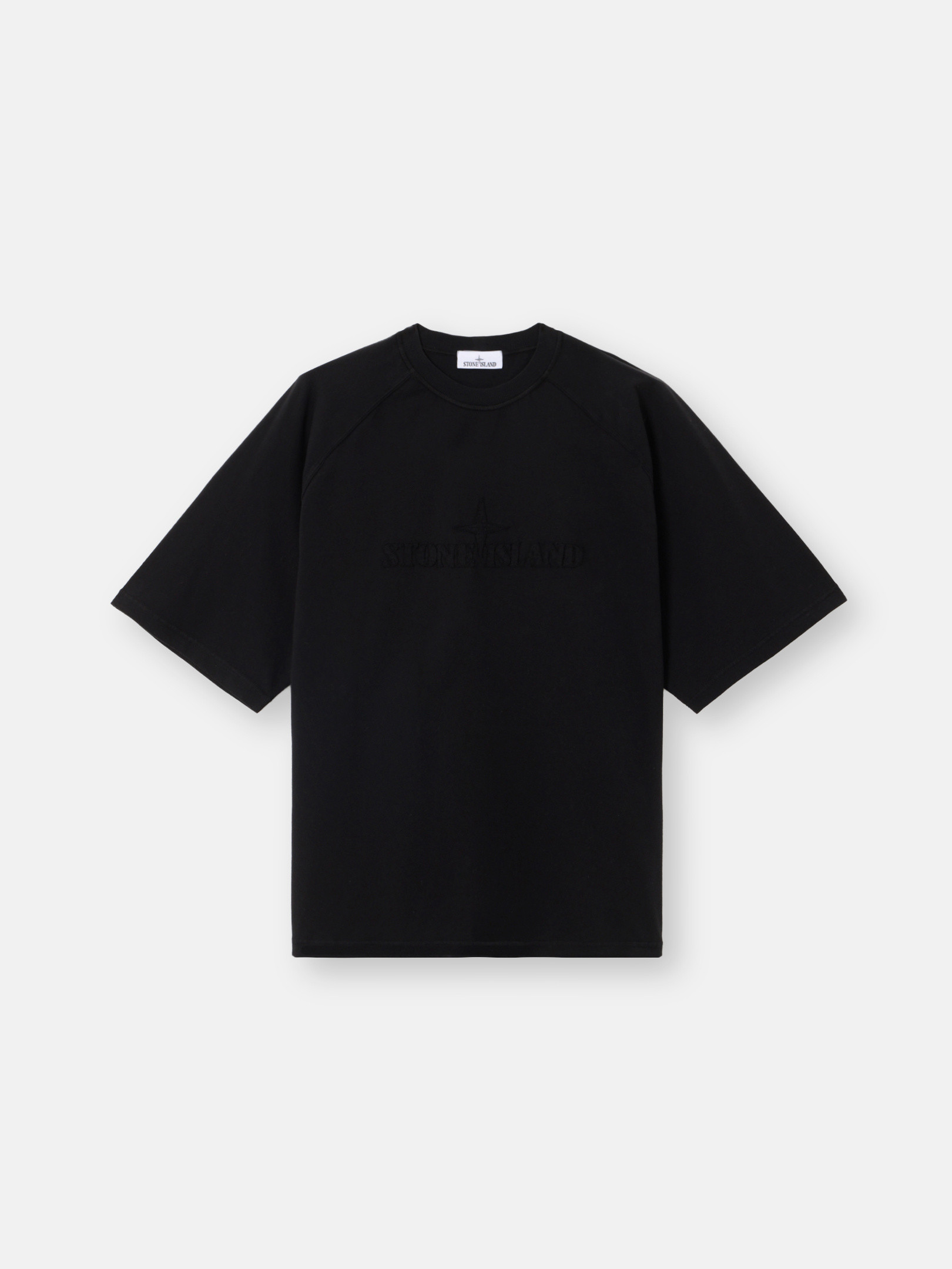 トップス HEAVY COTTON JERSEY stone  Black Oversized-fit short-sleeve T-shirt with logo embroidery