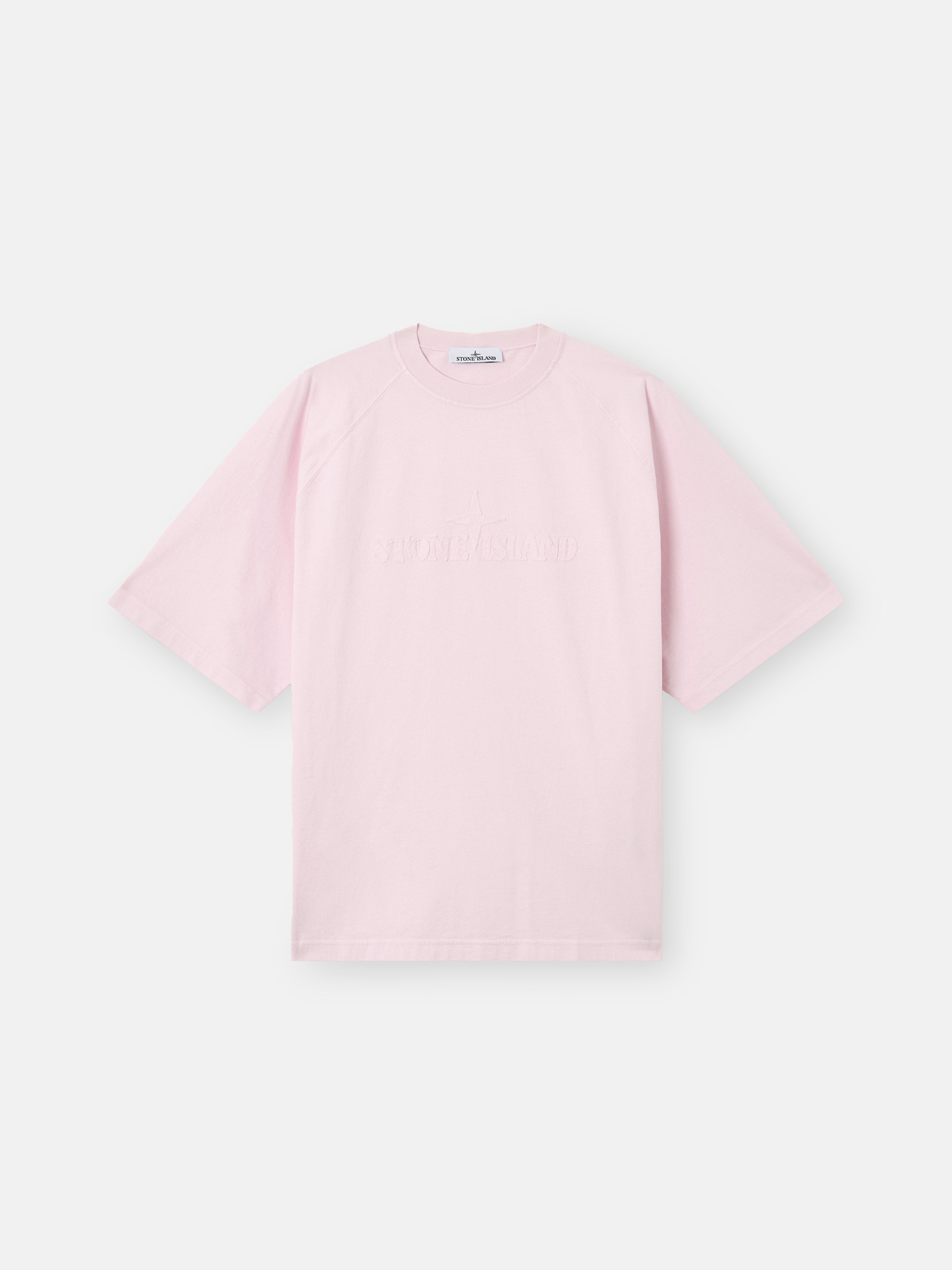 ピンク オーバーサイズフィット ショートスリーブ Tシャツ ロゴ刺繍