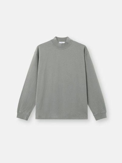 Cement Oversized-fit long-sleeve mock neck T-shirt with embroidery