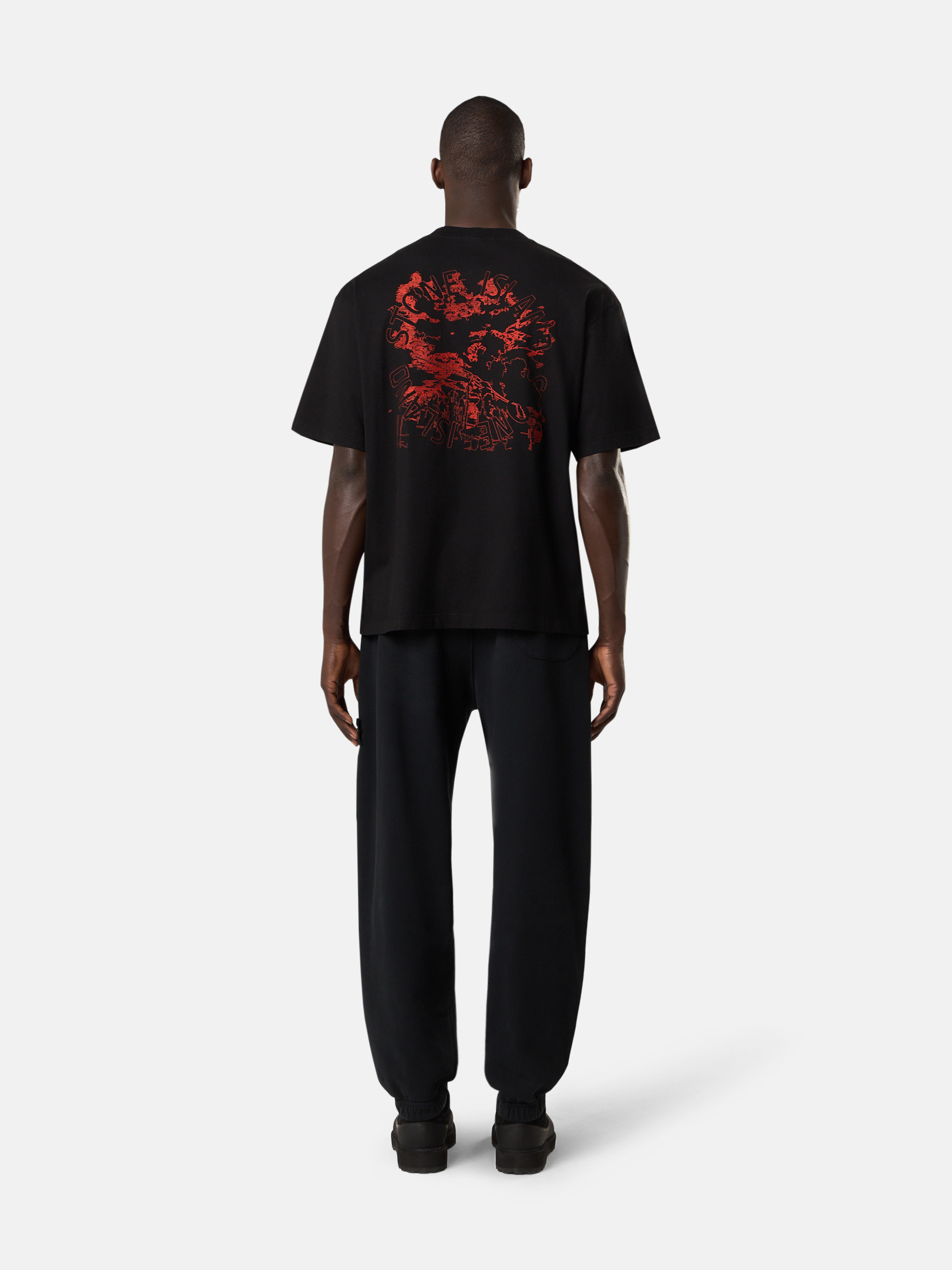 Black Regular-fit short-sleeve T-shirt with 'Megacity Sky Black Regular-fit short-sleeve T-shirt with 'Megacity Sky