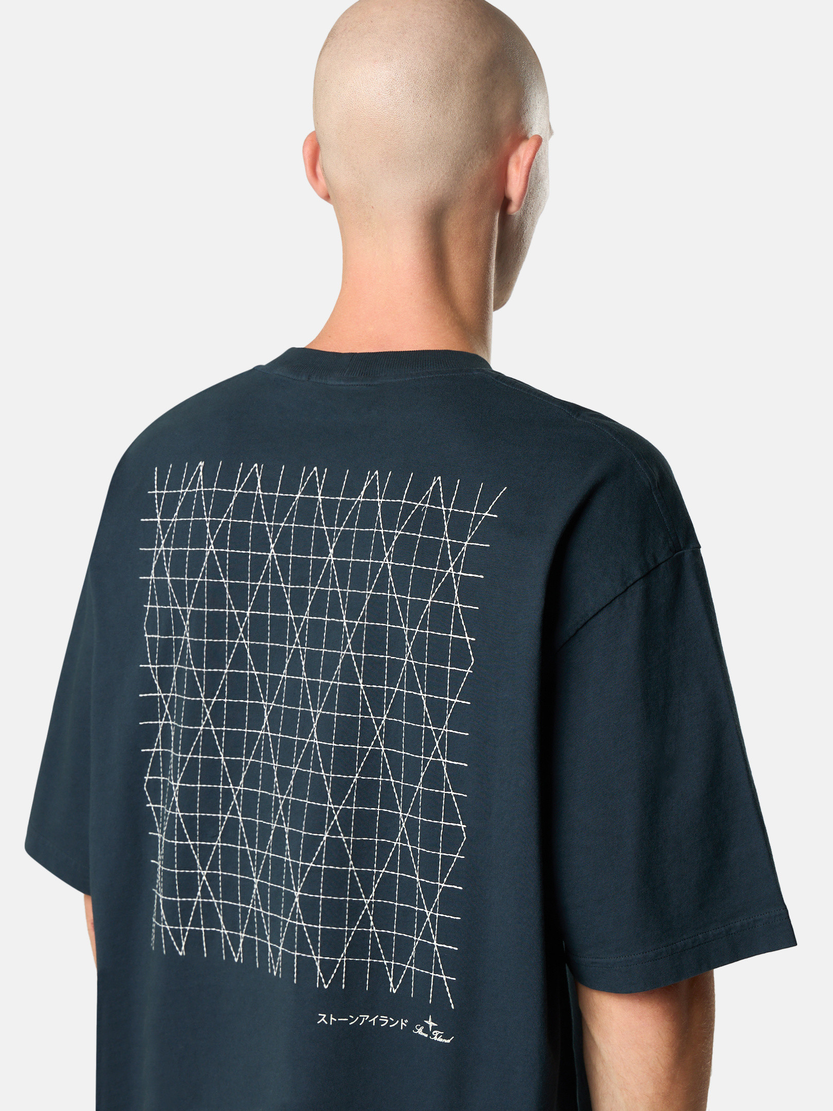 STONE  シャツ Navy Blue Regular-fit short-sleeve T-shirt with