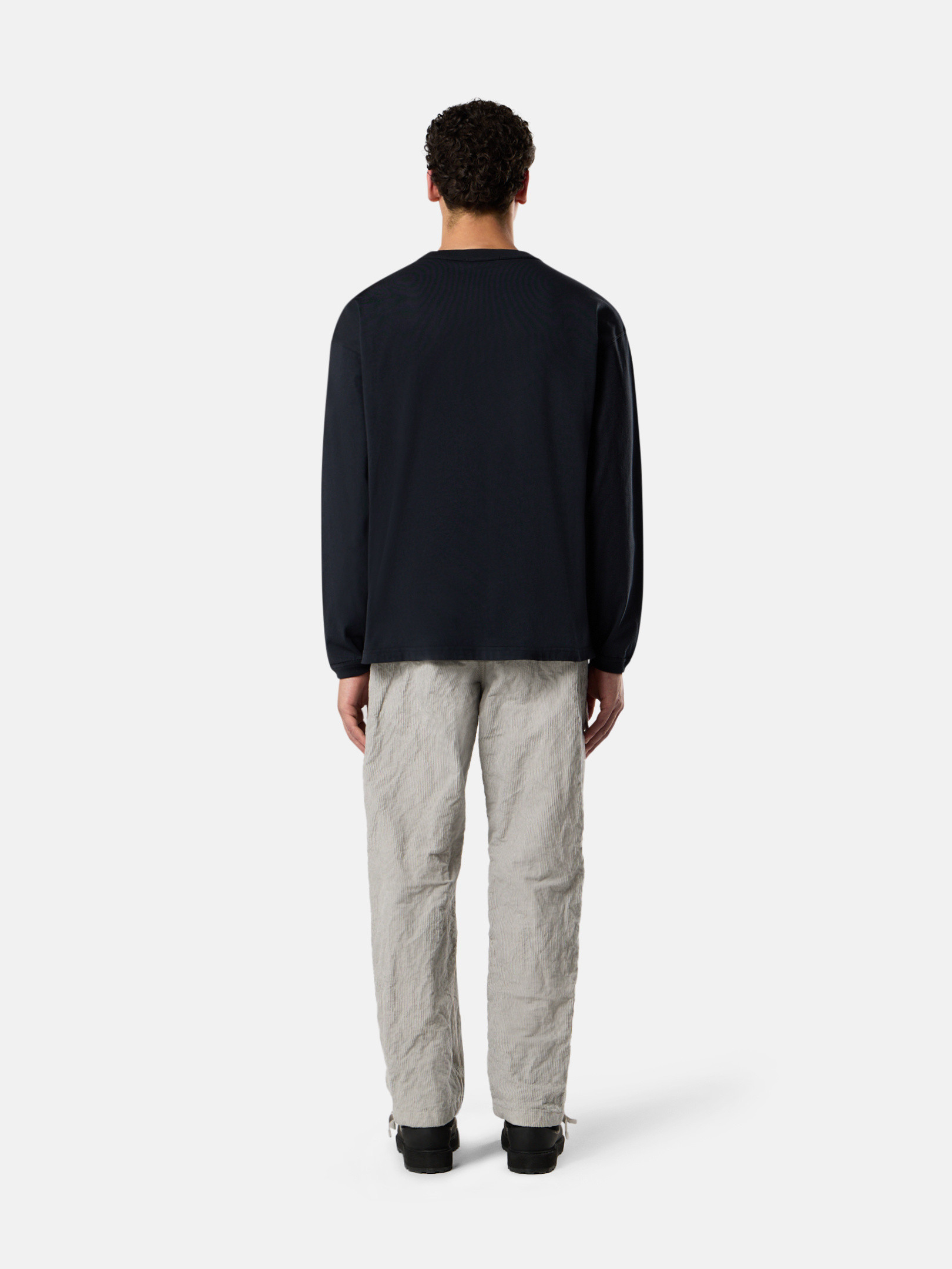 Navy Blue Regular-fit long-sleeve T-shirt with tone-on-tone