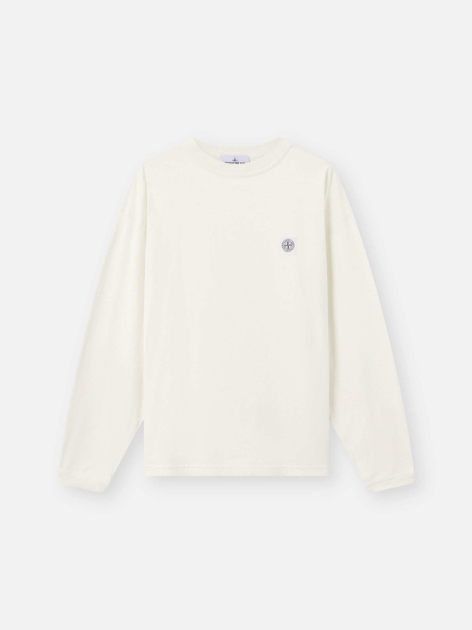 STONE  ホワイト ロンT Ivory Regular-fit long-sleeve T-shirt with tone-on-tone Compass