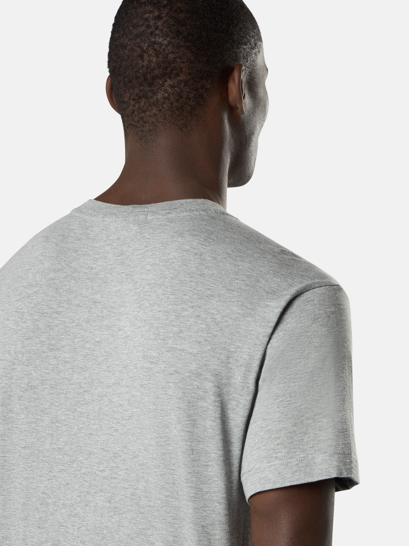 Dust Grey Melange Slim-fit short-sleeve T-shirt with Compass patch