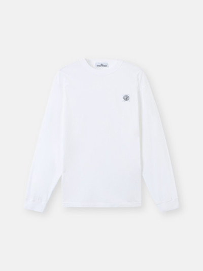 ホワイト スリムフィット ロングスリーブ Tシャツ Compassパッチ