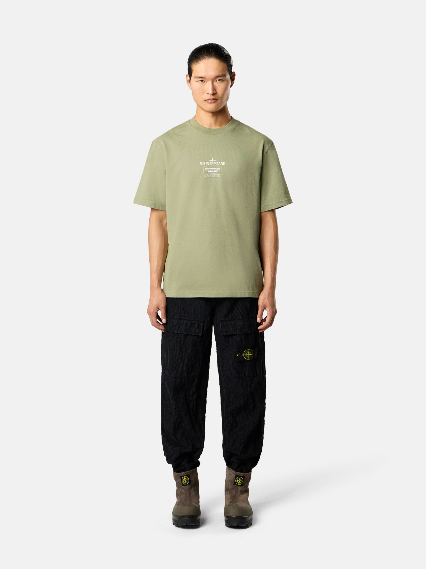【関税＆送料込み】Stone  T-Shirts And Polos ブラック ショートスリーブ Tシャツ 'Scan Camo'プリント