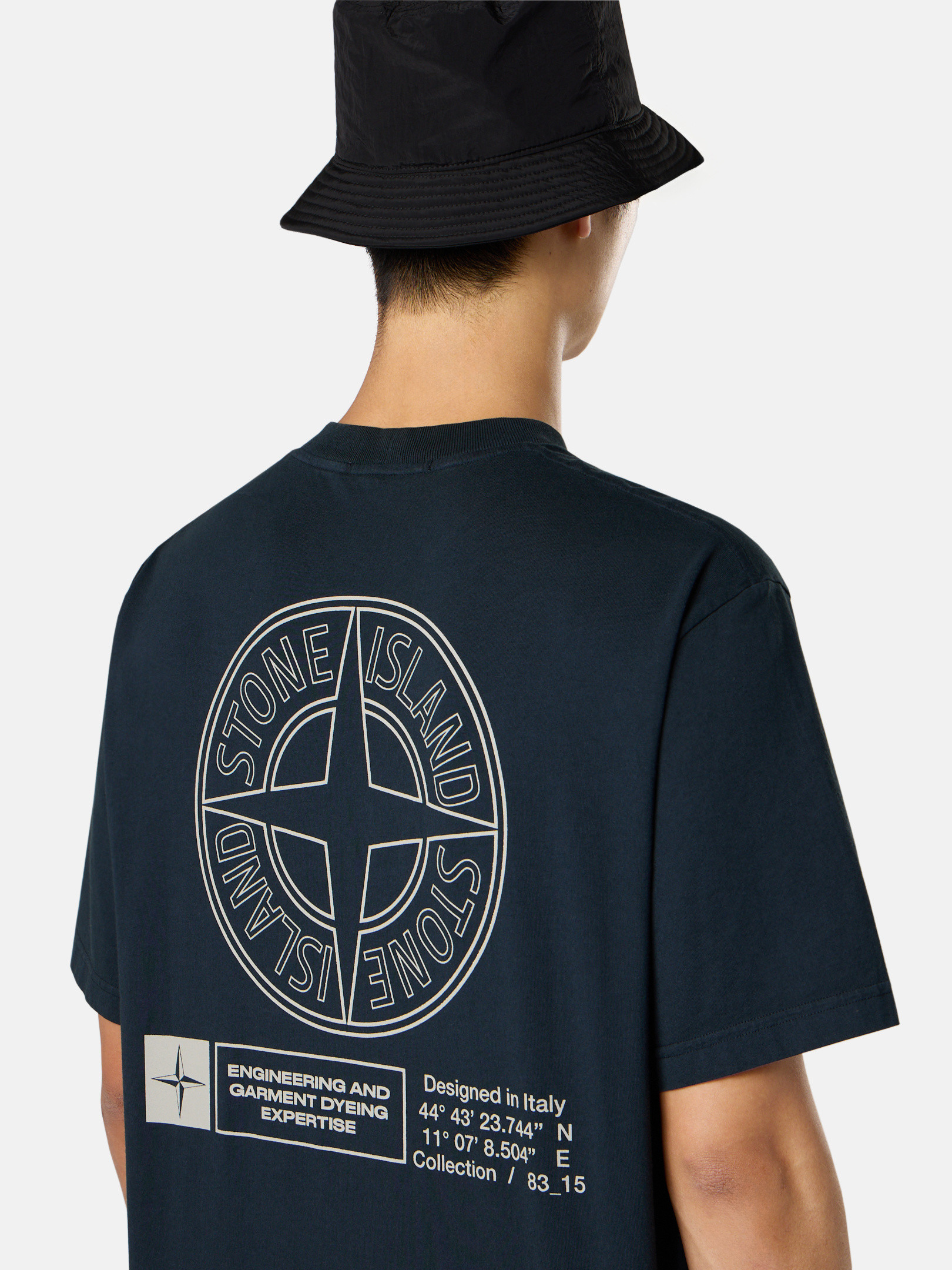 Navy Blue Regular-fit short-sleeve T-shirt with 'Industrial